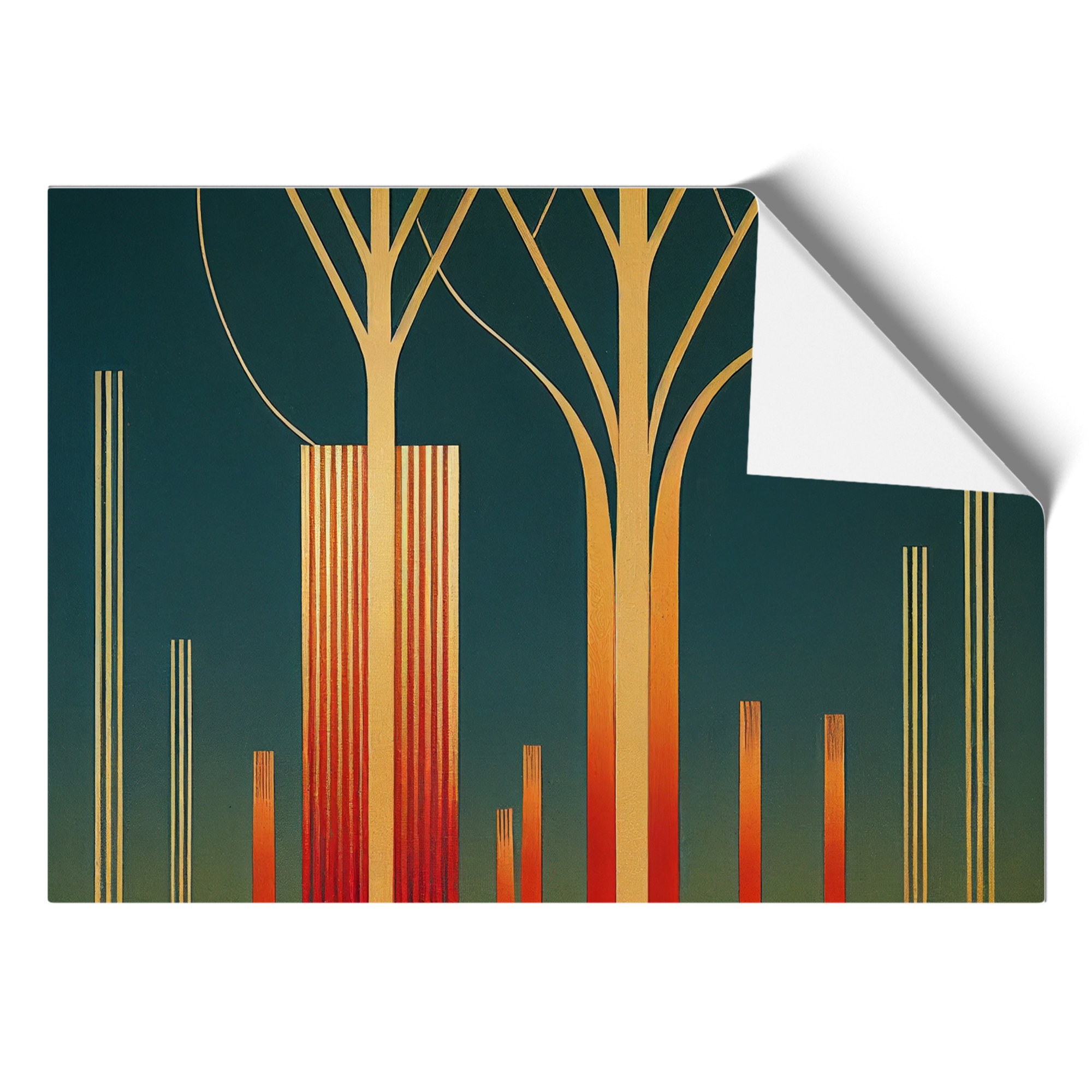 Art Deco Trees Wall Art Print Framed Canvas Picture Poster Decor Living
