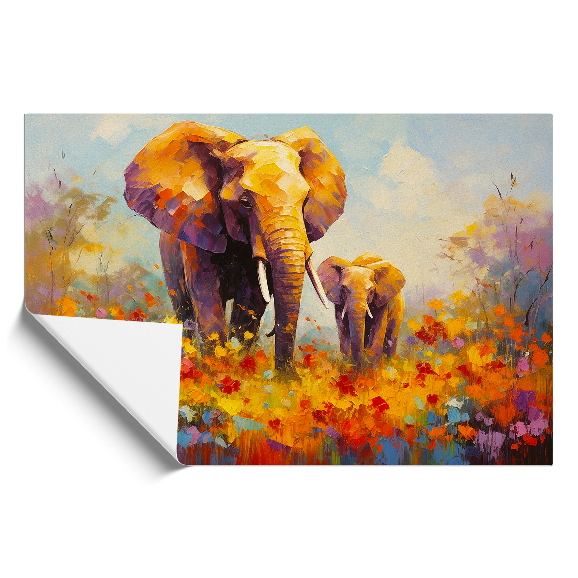 Elephant Impressionism Framed Wall Art Poster Canvas Print Picture Home Painting - Picture 9 of 9