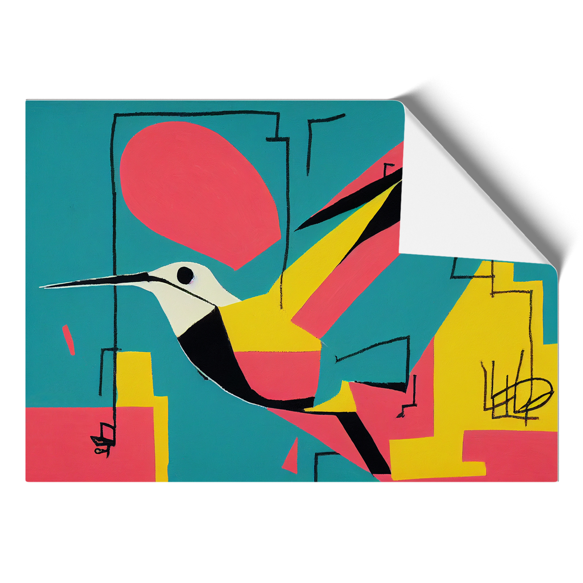 Hummingbird Graffiti Abstract Wall Art Print Framed Canvas Picture ...