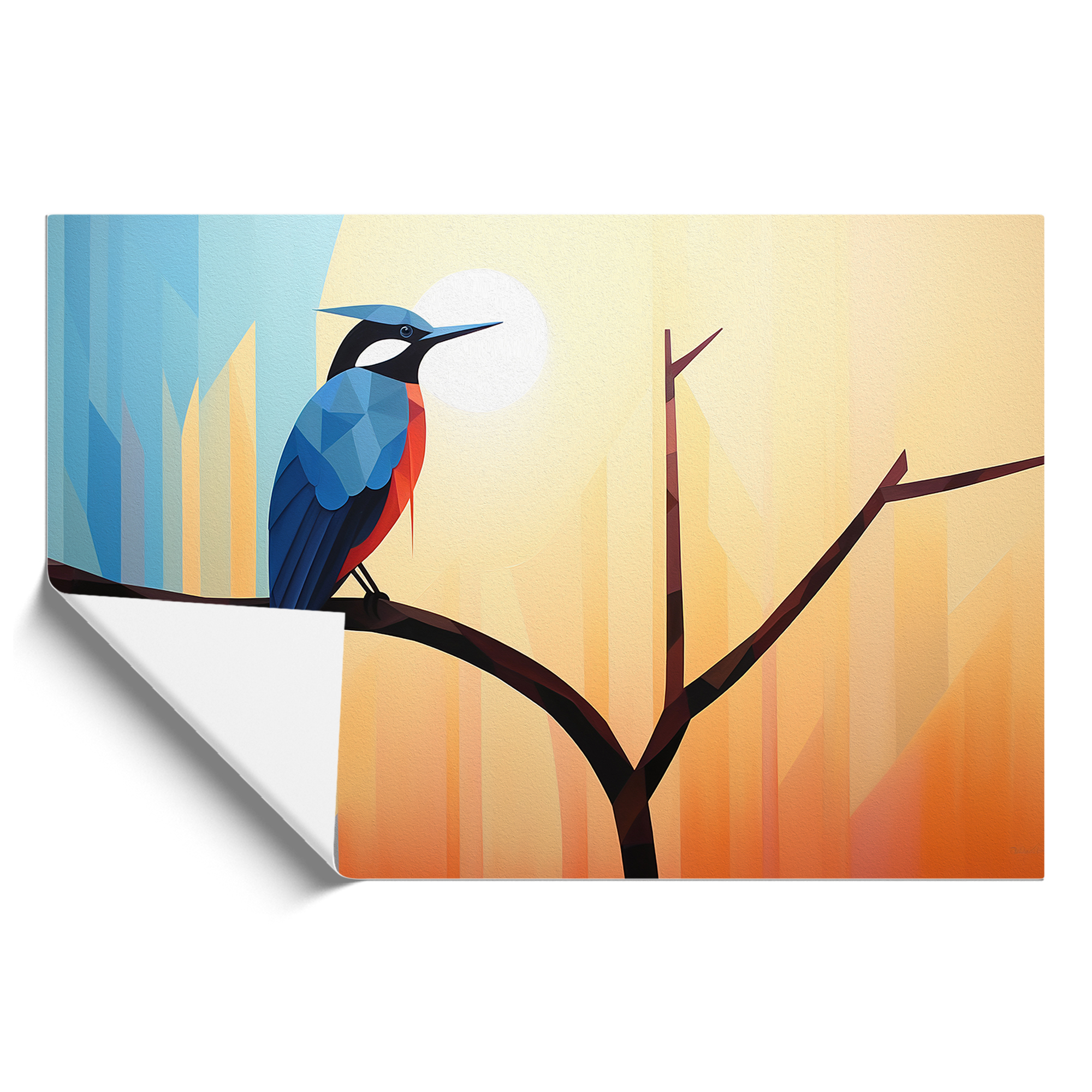 Eisvogel Minimalismus Nr.2 gerahmtes Wandbild Poster Leinwanddruck Bild Gemälde - Bild 9 von 9