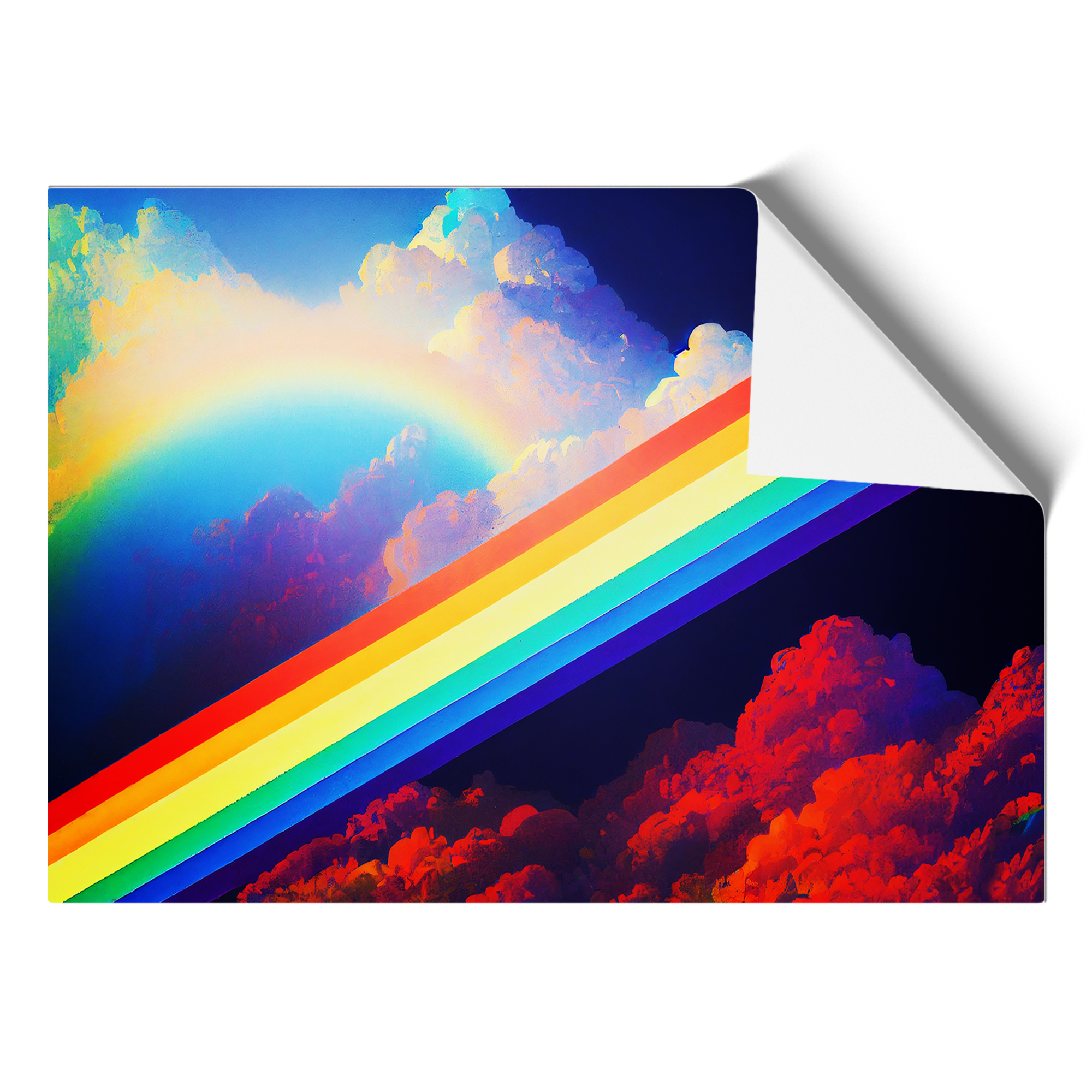 Rainbow Stripes Framed Canvas Wall Art Print Poster Picture, Home Decor