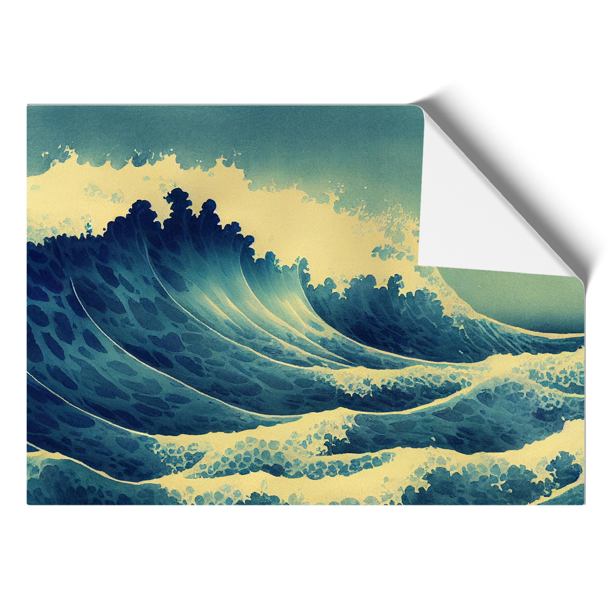 Watercolour Japanese Wave Wall Art Print Framed Canvas Picture Poster