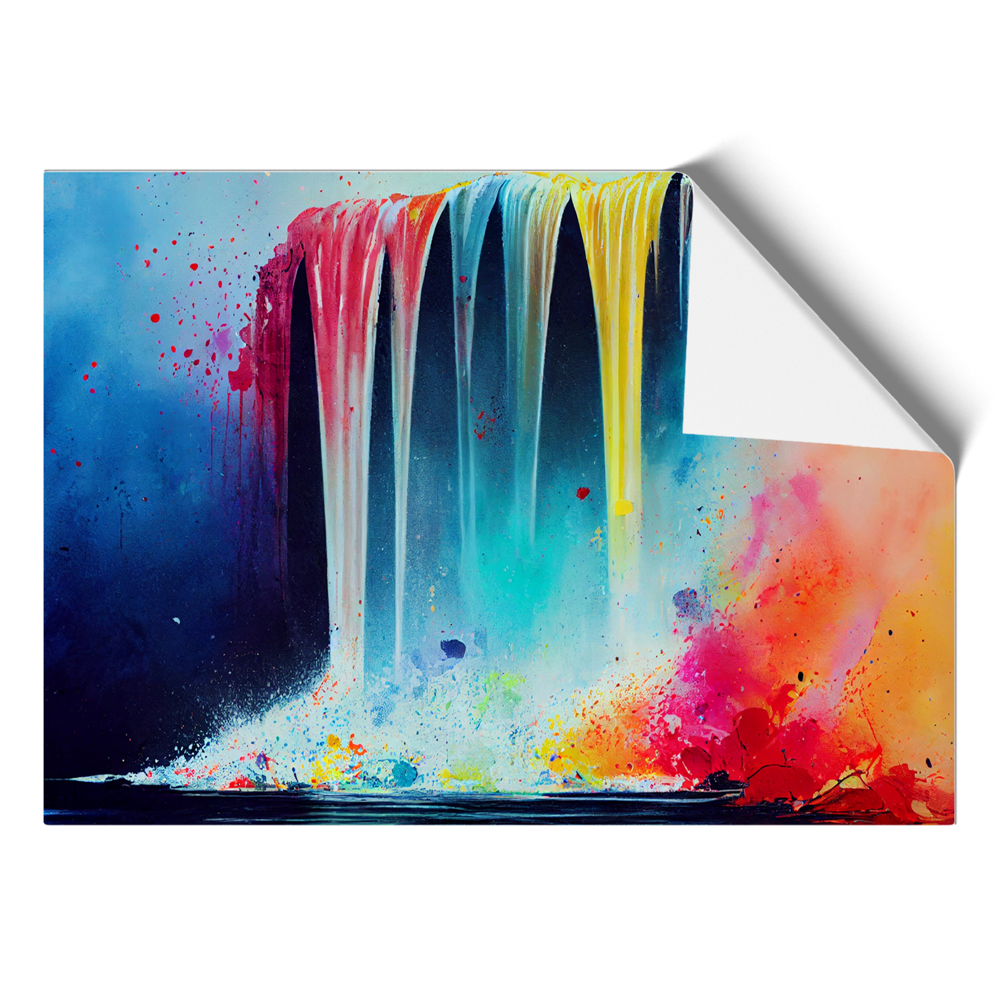 Waterfall Paint Splatter Vol.3 Abstract Wall Art Print Framed