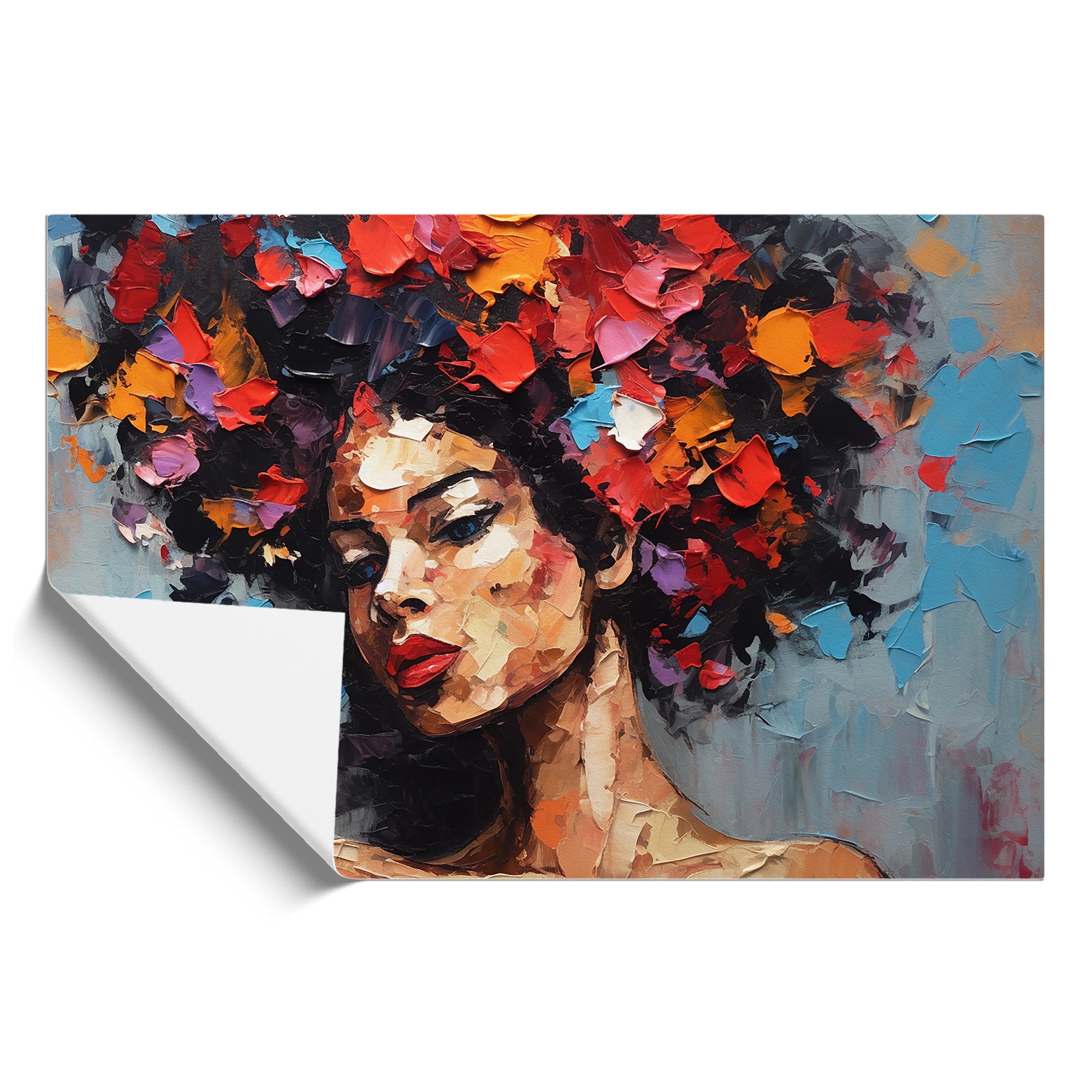 Quadro Poster Donna con Coltello Afro Palette Incorniciato Tela Wall Art Stampa - Foto 8 di 8