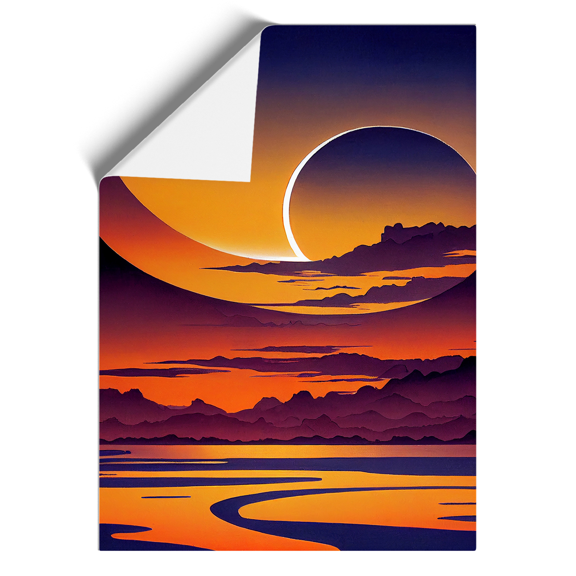 Contoured Abstract Sunset Framed Canvas Wall Art Print Poster Picture - Picture 8 of 8