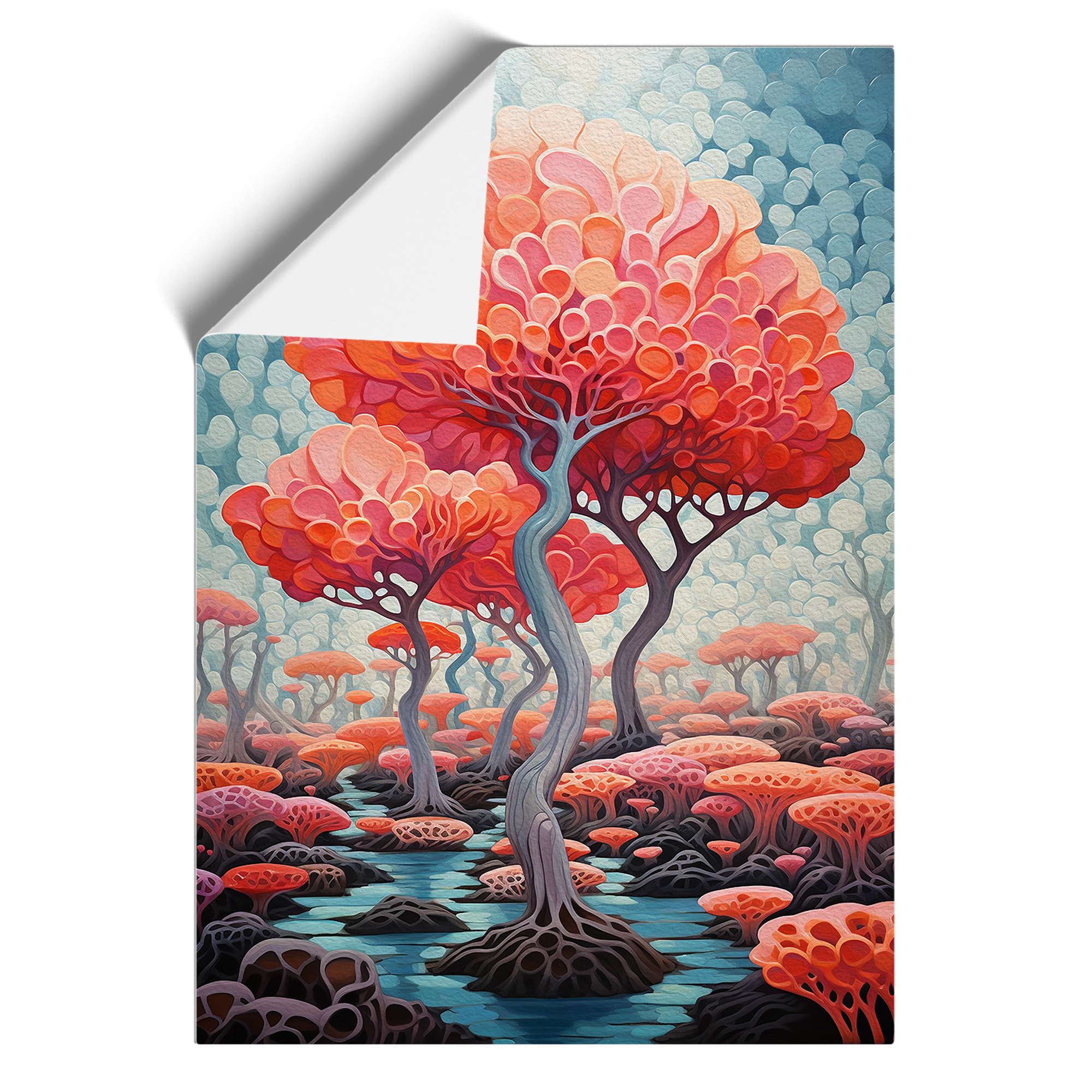 Coral Expressionism No.3 Framed Canvas Wall Art Print Poster Picture, Home Decor - Picture 8 of 8