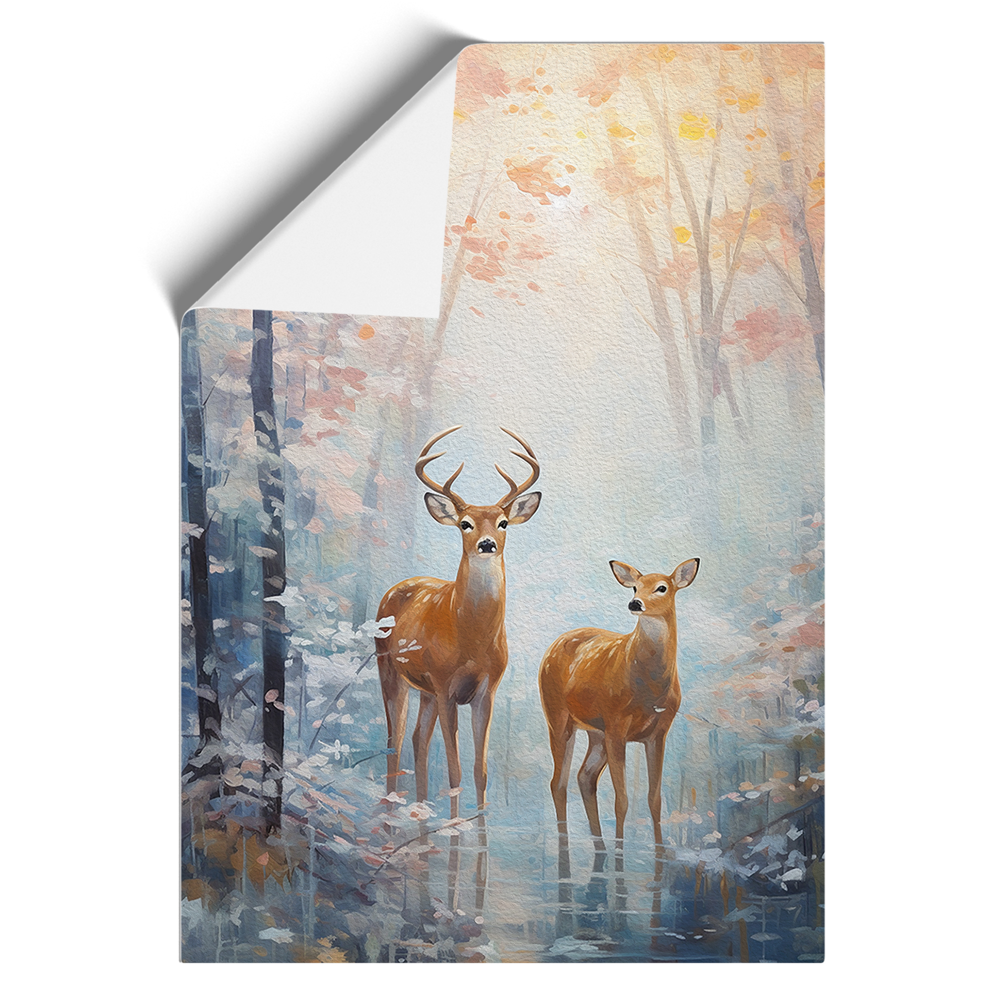 Deer Impressionism No.2 Framed Canvas Wall Art Print Poster Picture, Home Decor - Picture 8 of 8