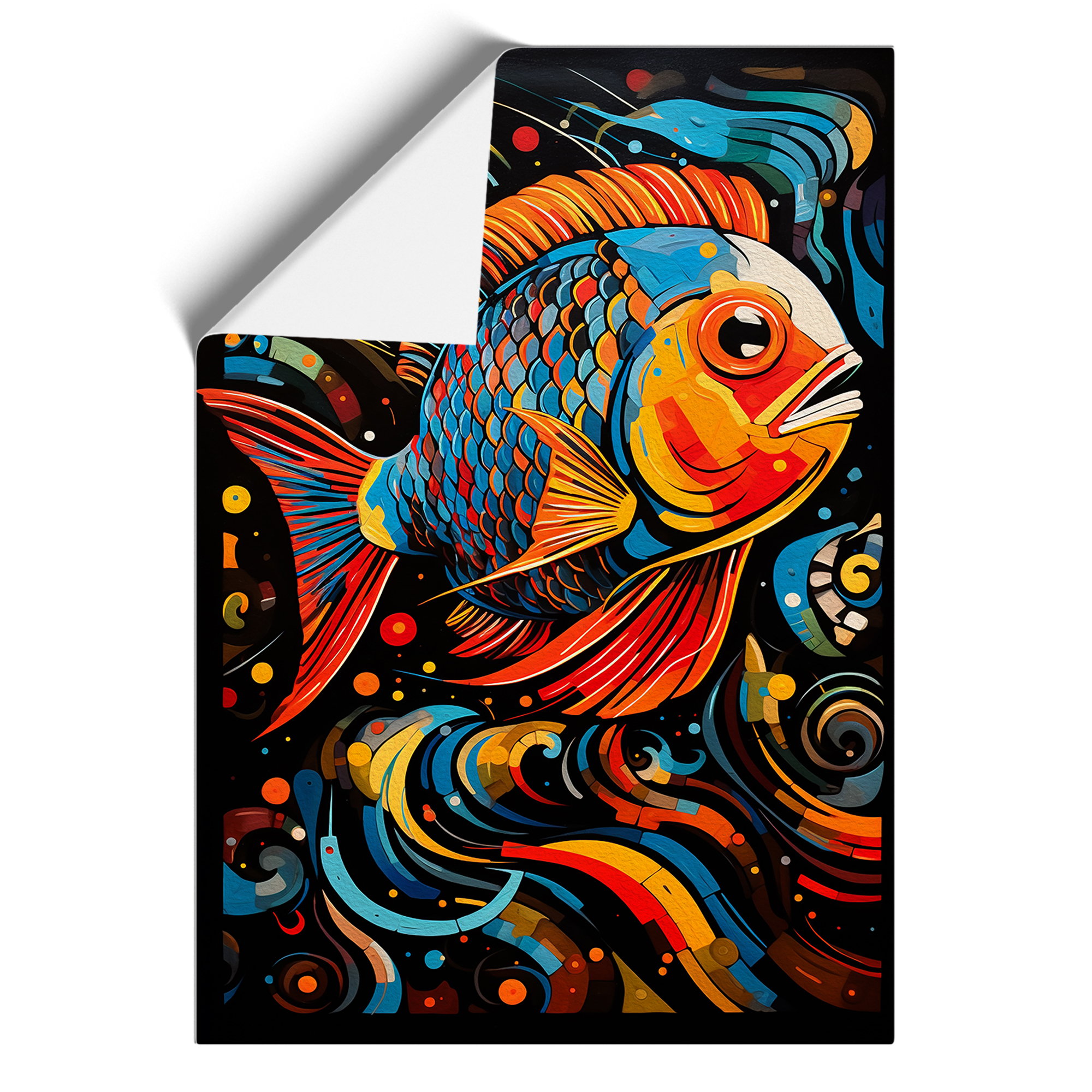 Fisch Abstrakt Gerahmt Leinwand Wandbild Kunstdruck Poster Bild, Wohndeko - Bild 8 von 8