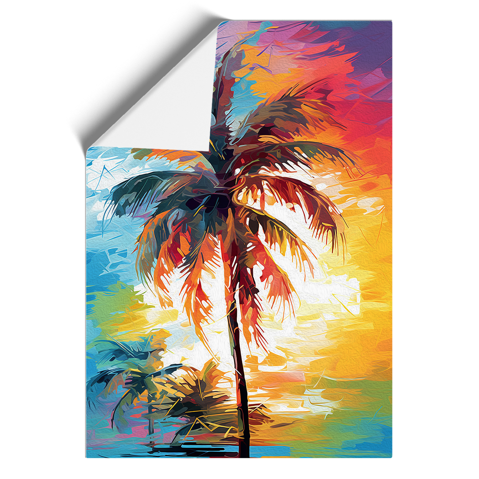 Palm Tree Abstract Wall Art Framed Canvas Print Decor No.2-image