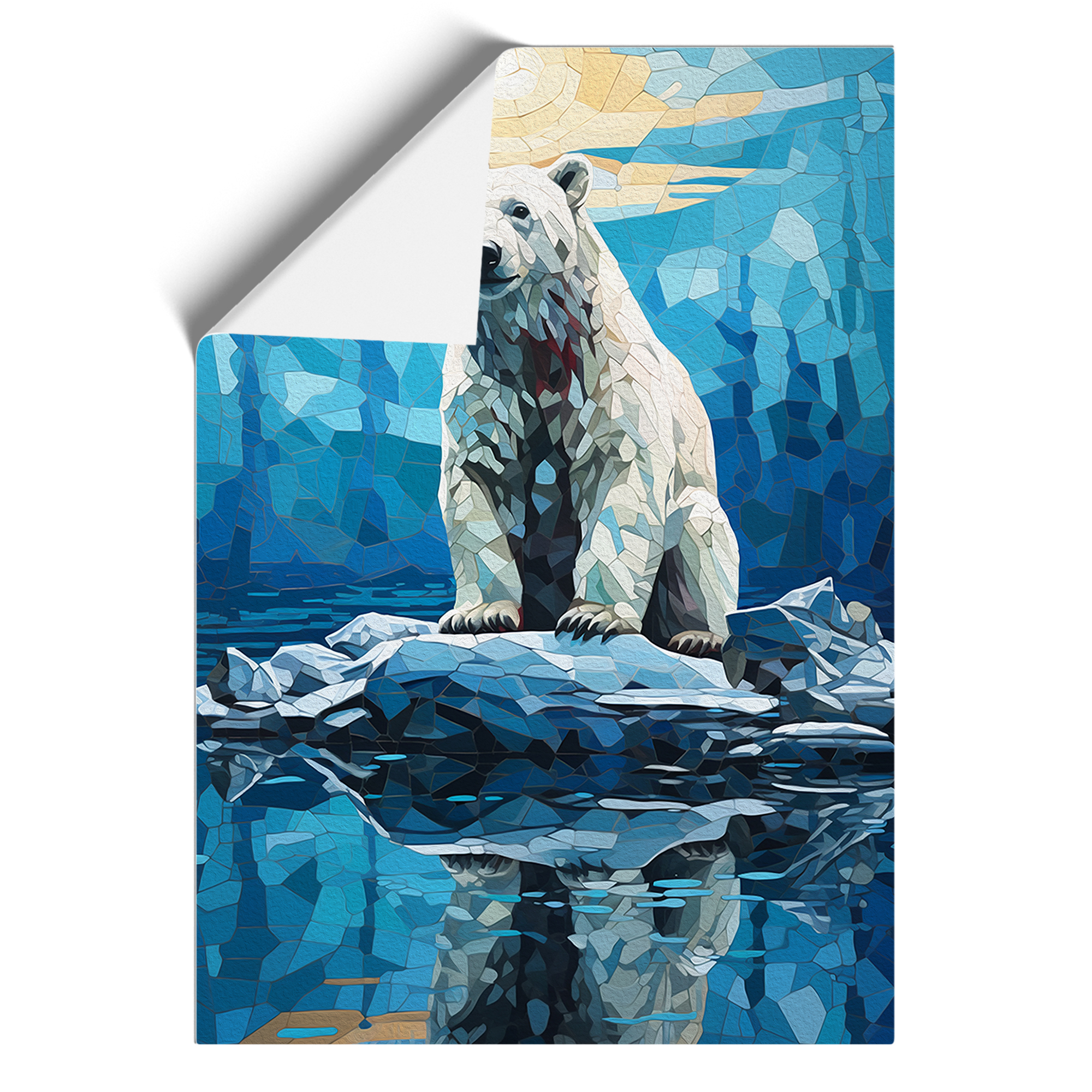 Polar Bear Orphism No.2 Framed Canvas Wall Art Print Poster Picture, Home Decor-image