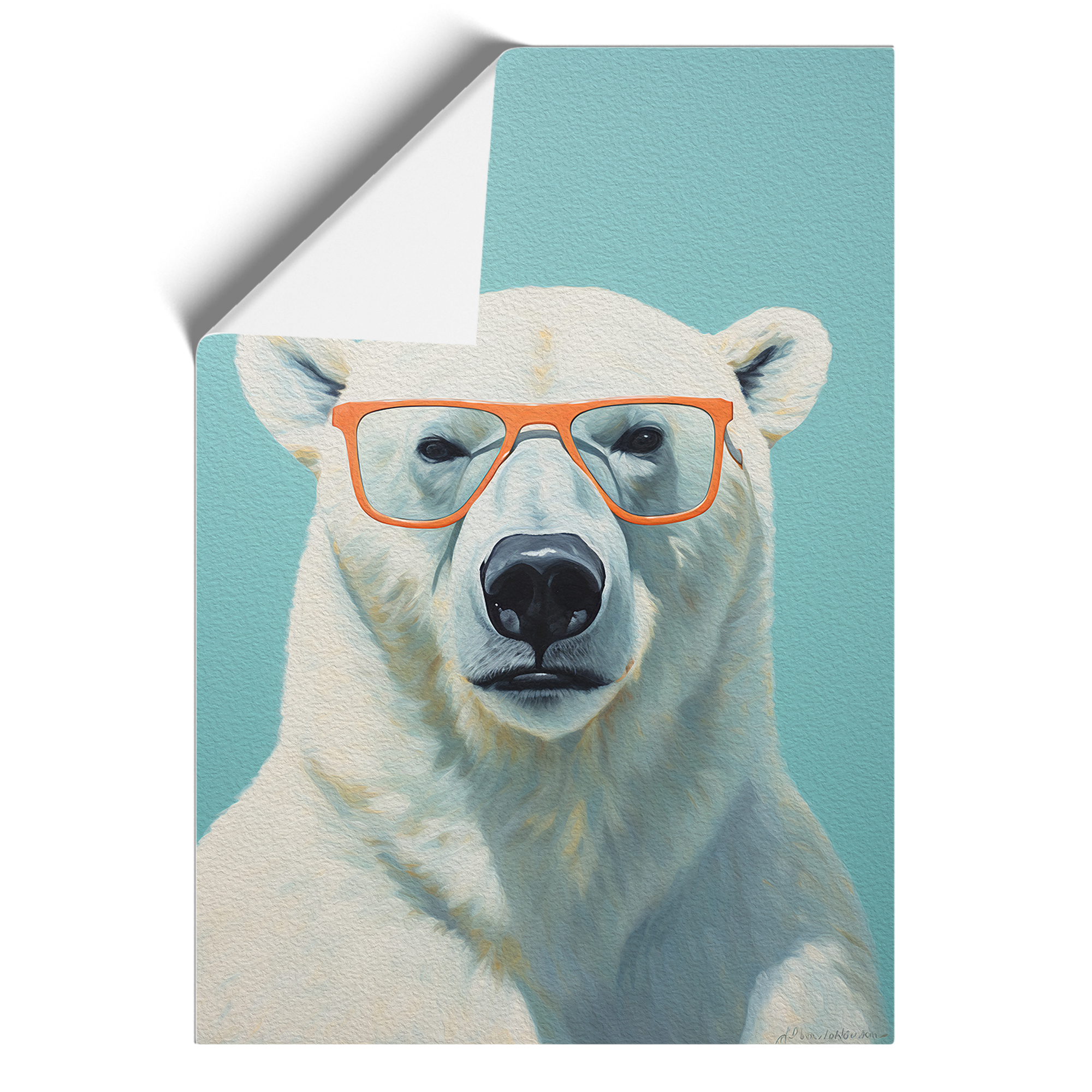 Polar Bear with Glasses Framed Canvas Wall Art Print-image