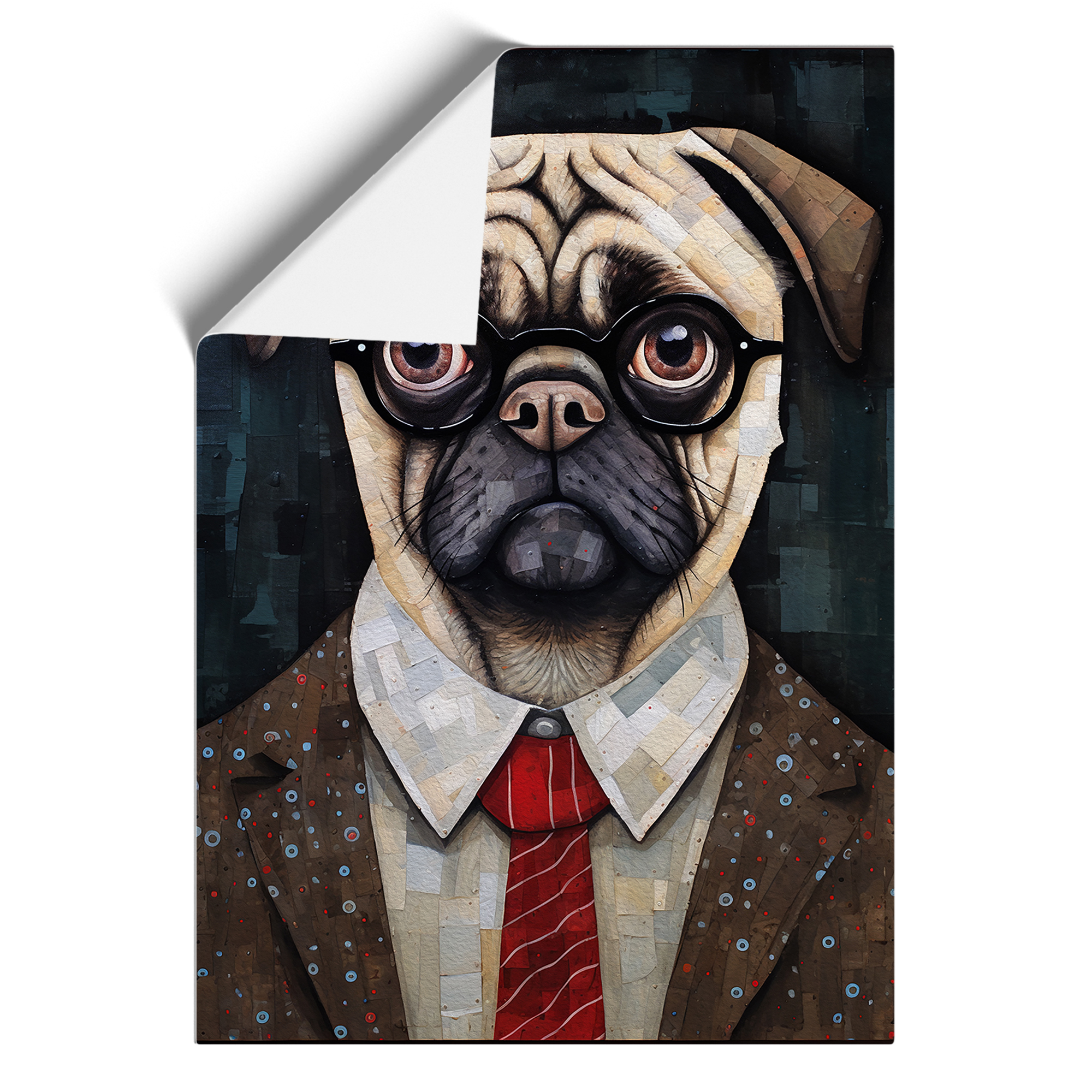 Mops Dadaismus Wandbild Kunstdruck gerahmt Leinwand Bild Poster Deko Wohnzimmer - Bild 8 von 8