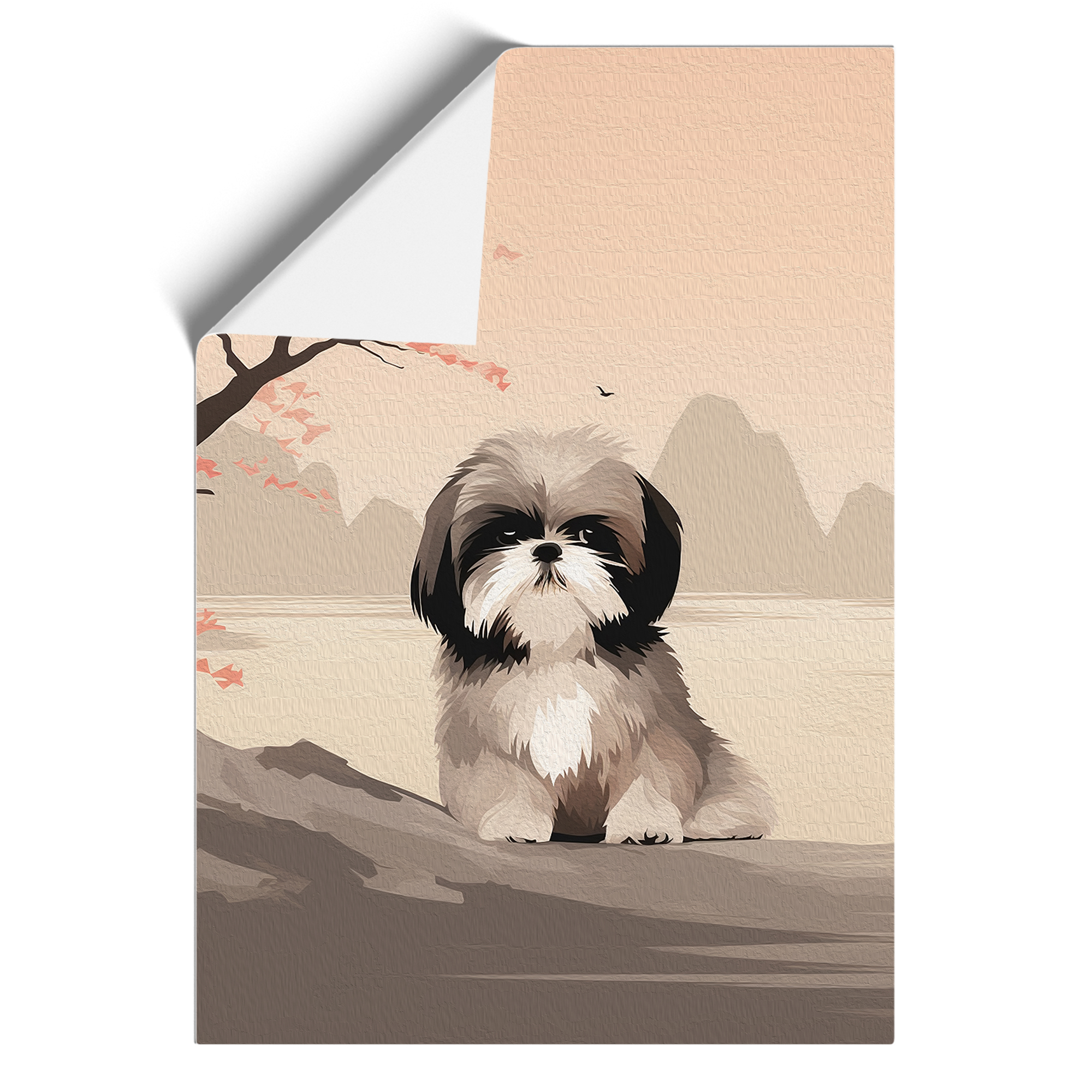 Shih Tzu Minimalismus Gerahmte Leinwand Wandbild Kunstdruck Poster Bild, Wohndeko - Bild 8 von 8