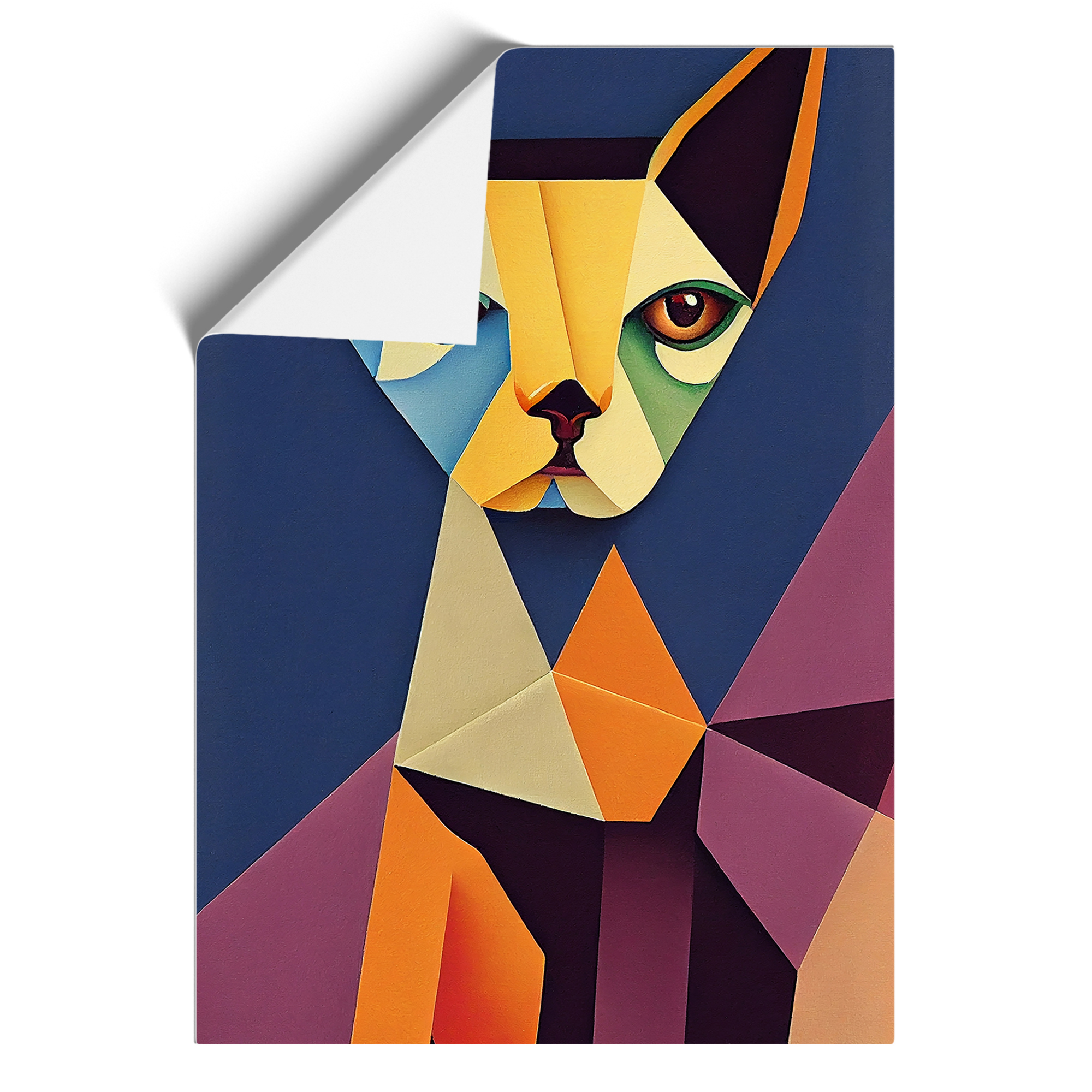 EzPosterPrints - Cat Posters - Cubism Colorful Cute Cats - Poster Printing  - Wall Art Print for Home Office Decor - Colorful Cat 16-16X16 inches
