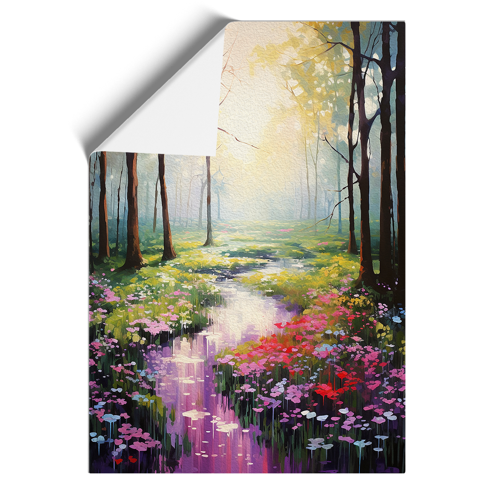 Quadro poster stampa arte parete tela incorniciato impressionismo impressionismo foresta primaverile - Foto 8 di 8