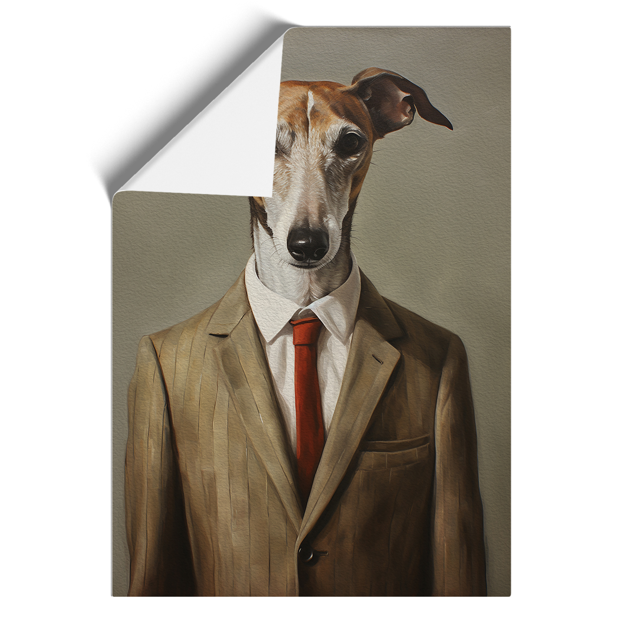 Whippet in a Suit No.4 Framed Canvas Wall Art Print Poster Picture, Home Decor