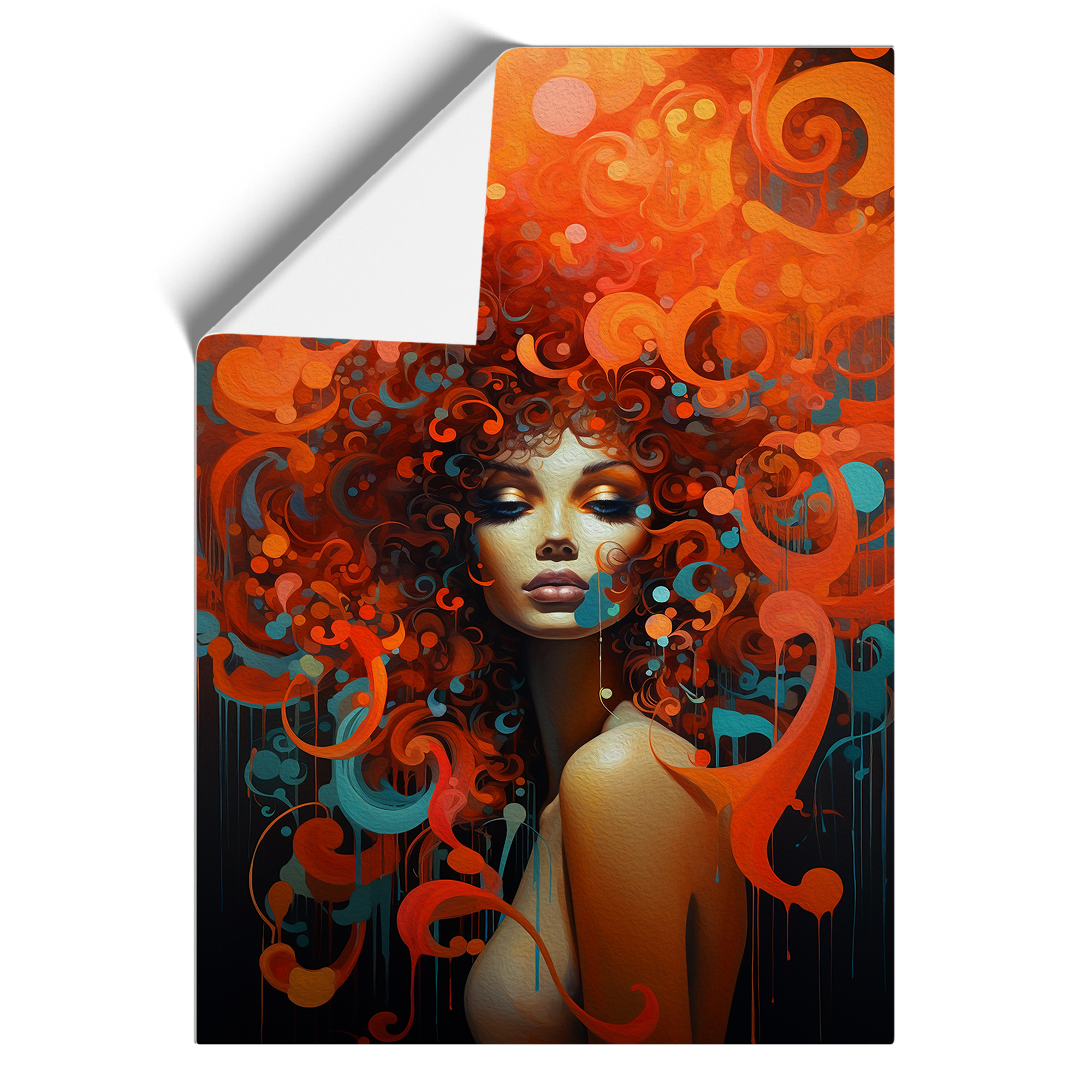 Woman with Curls Abstract Framed Canvas Wall Art Print Poster Picture - Picture 8 of 8