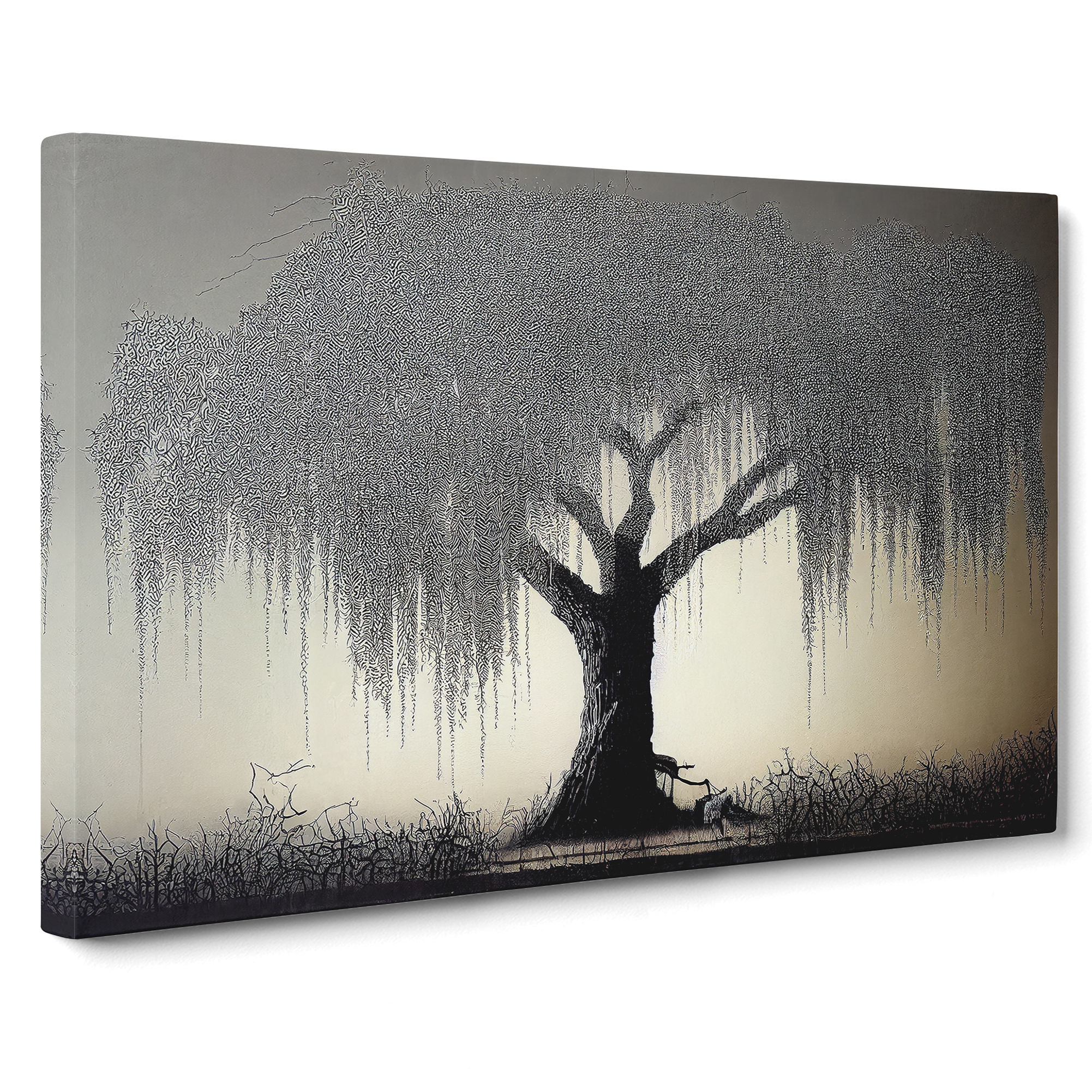 Supreme Weeping Willow Tree Canvas Wall Art Print Framed Picture