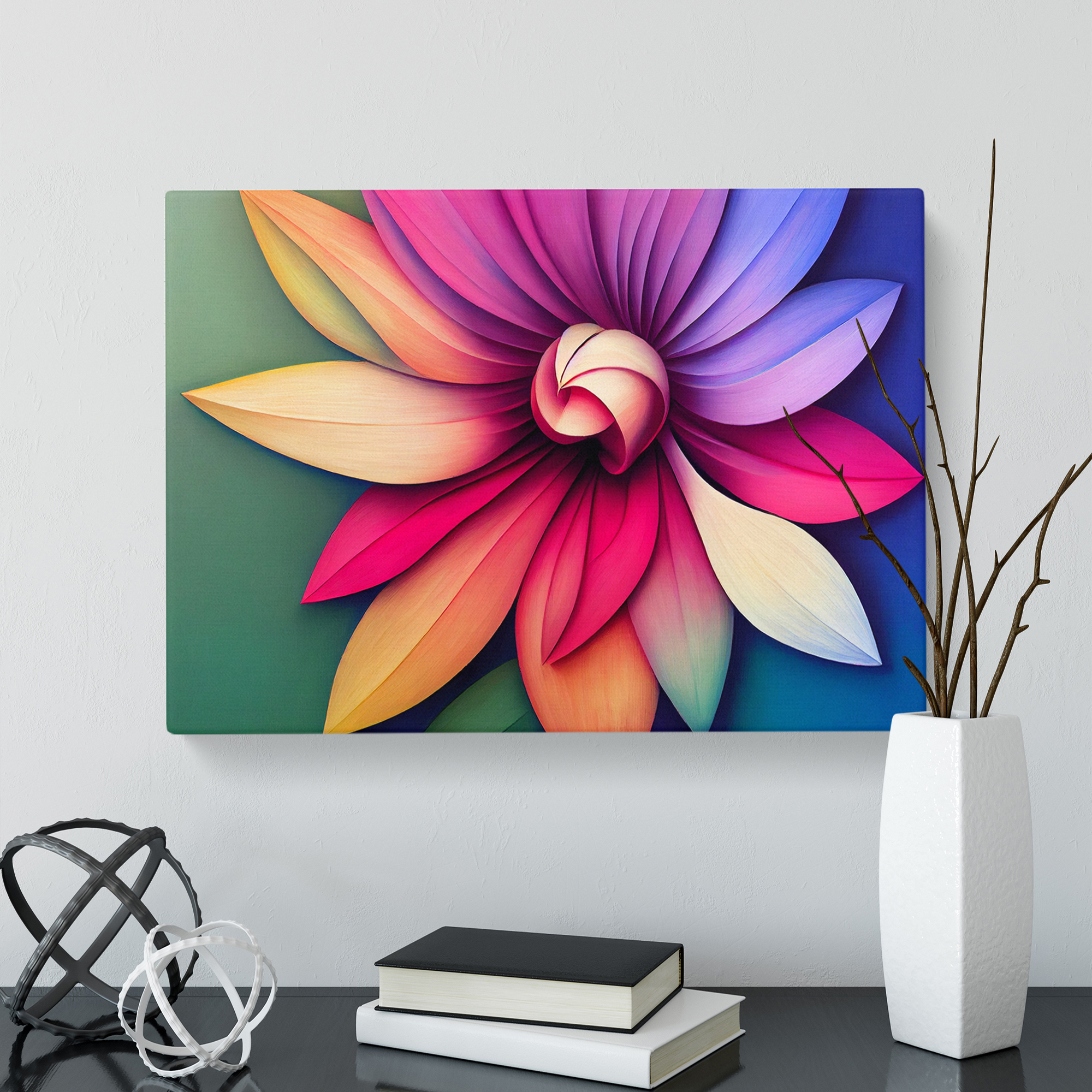 Vibrant Modern Flower Art Abstract Canvas Wall Art Print
