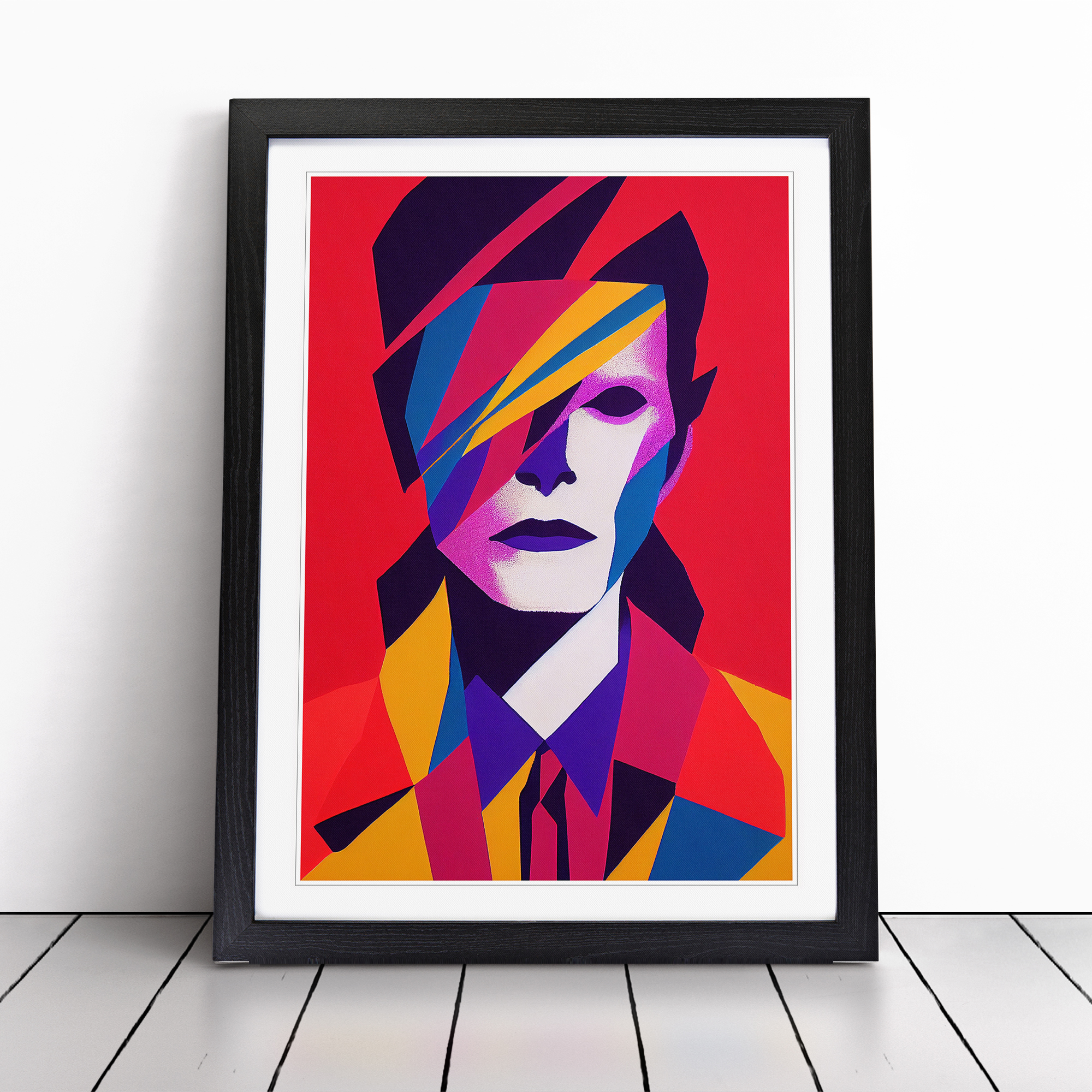 David Bowie Abstract Framed Canvas Wall Art Print Poster