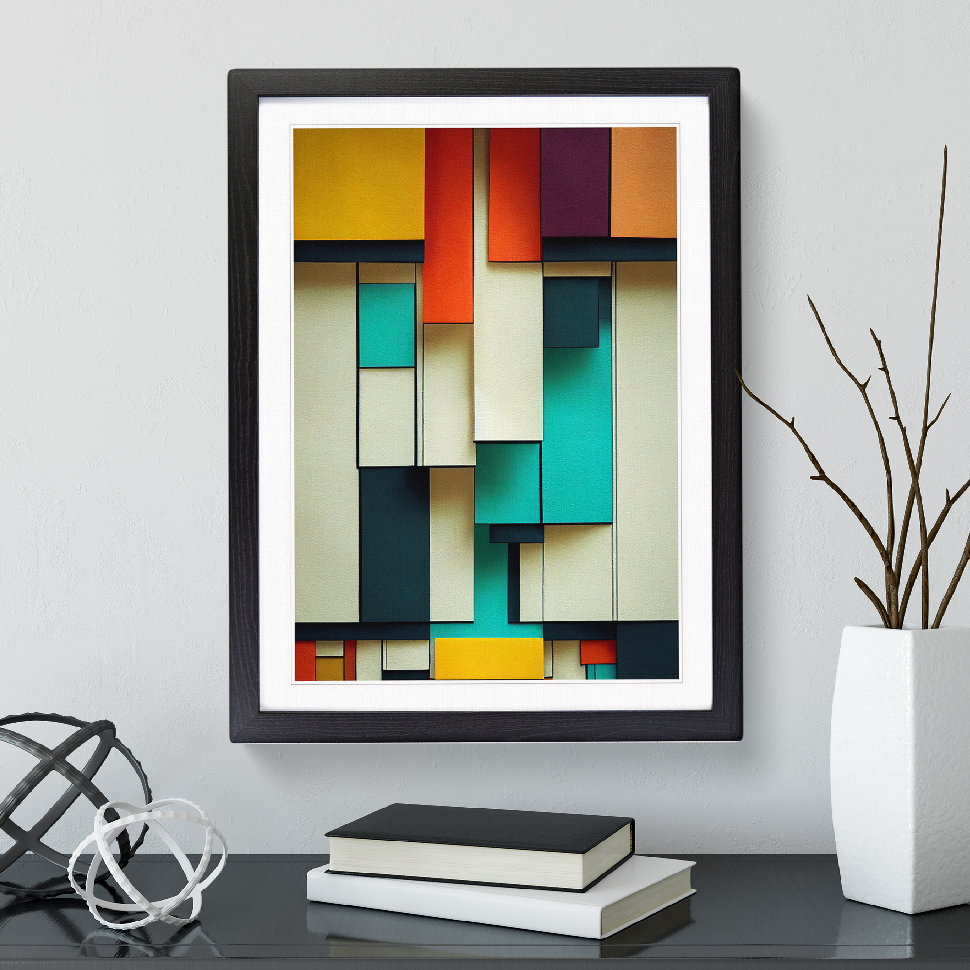 Bauhaus Abstract Art No.1 Framed Wall Art Canvas Painting Poster Print  Picture