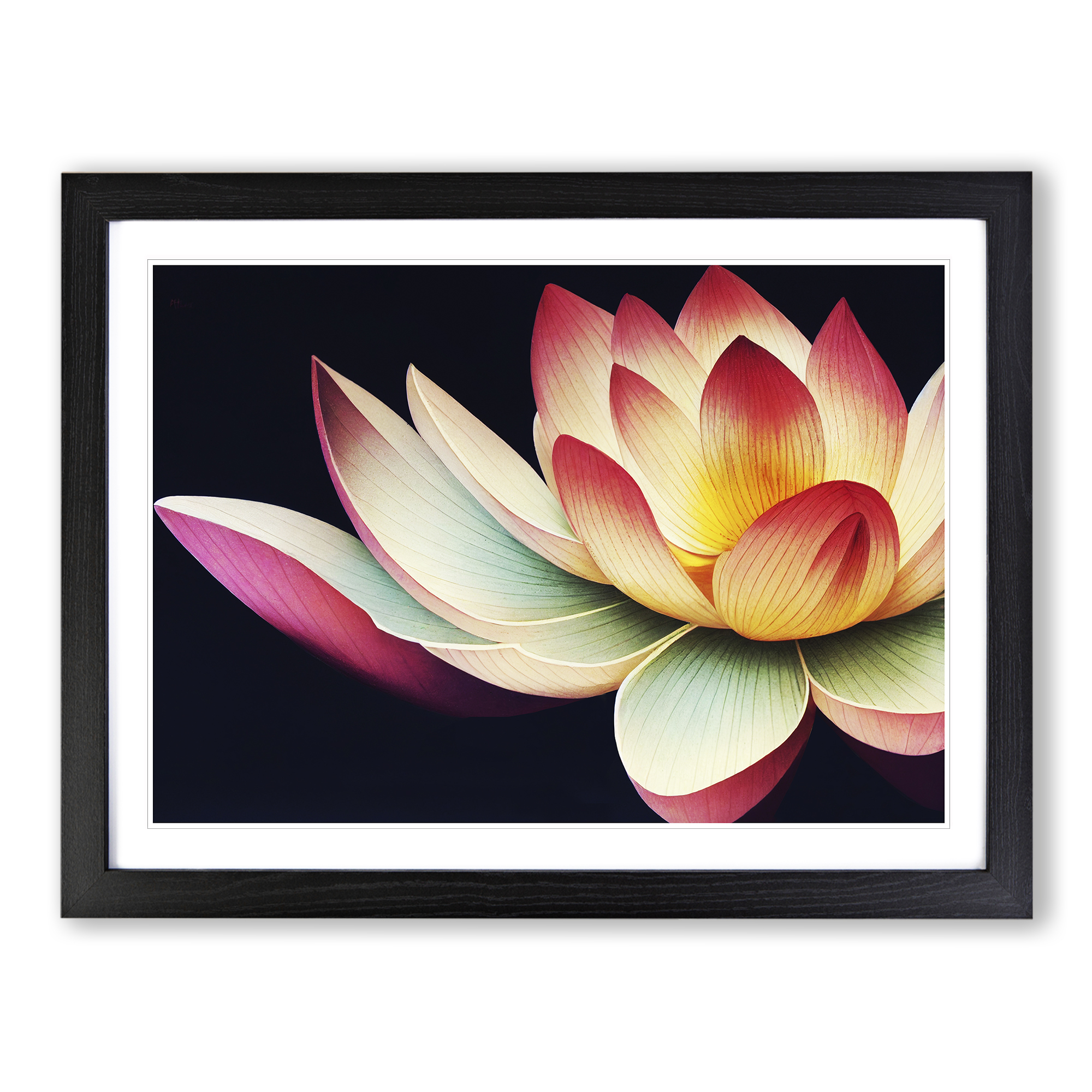 Bright Lotus Flower Wall Art Print Framed Canvas Picture Poster Decor