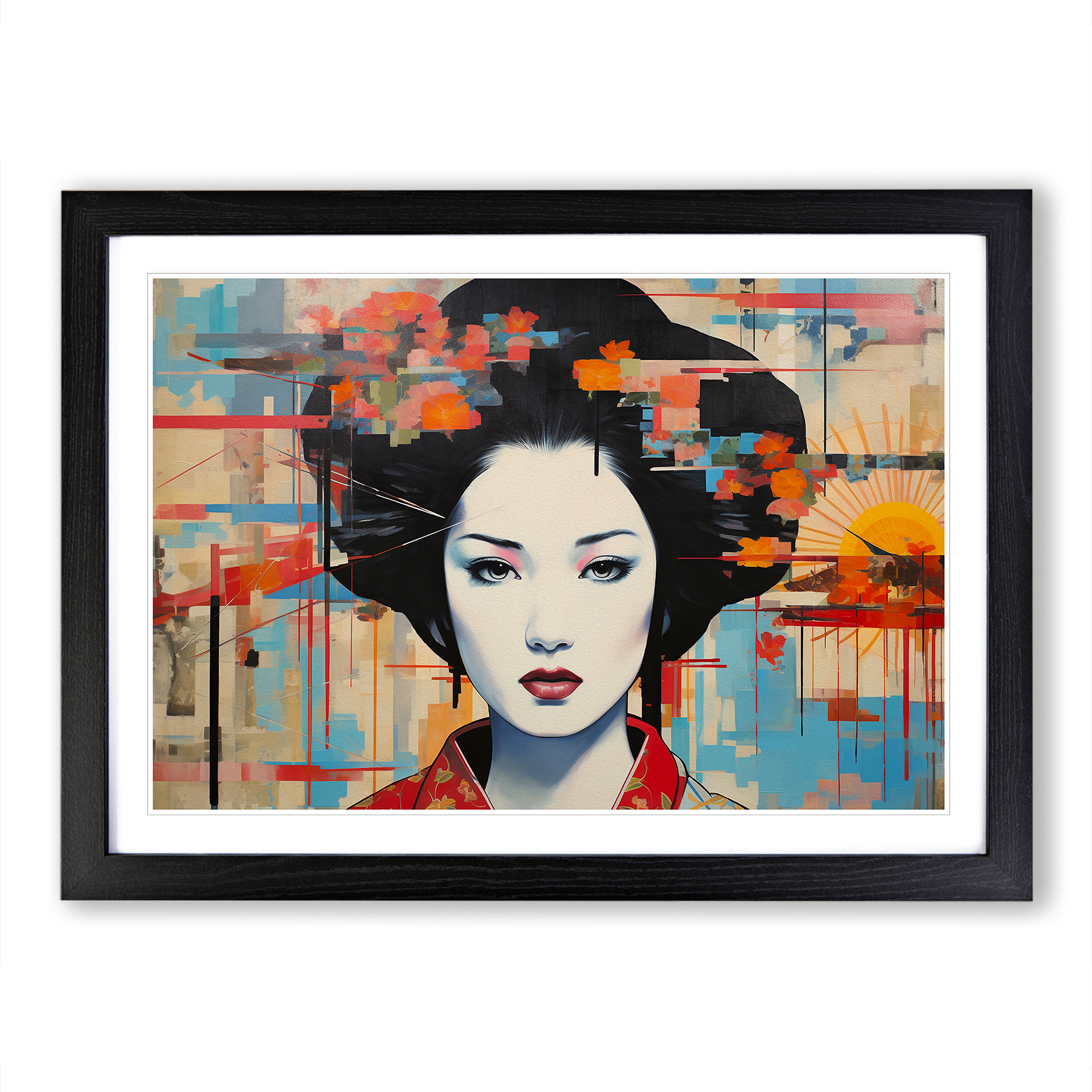 Geisha Dadaism Framed Wall Art Poster Canvas Print Picture Home Decor Painting - Picture 6 of 9