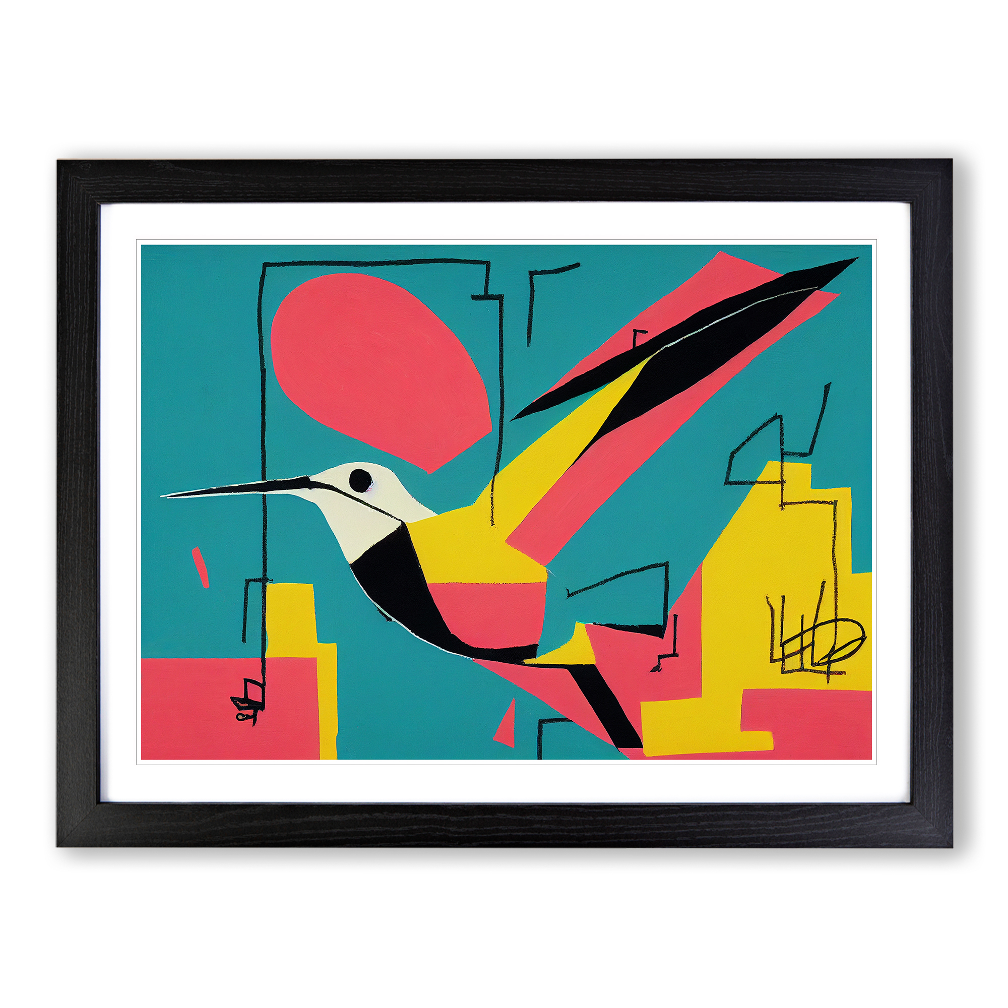 Hummingbird Graffiti Abstract Wall Art Print Framed Canvas Picture ...