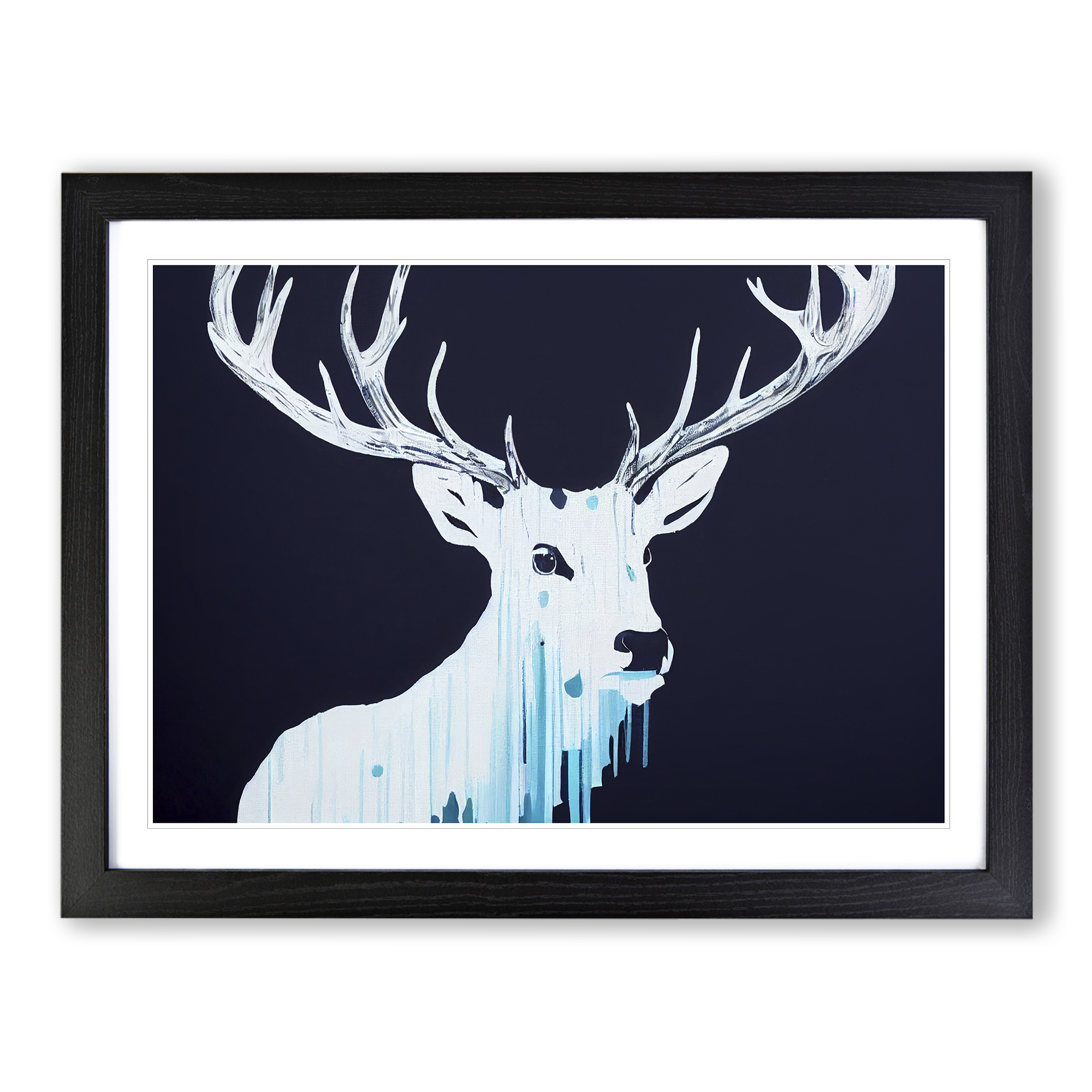 Ice Cool Stag Abstract Wall Art Print Framed Canvas Picture Poster Decor-image