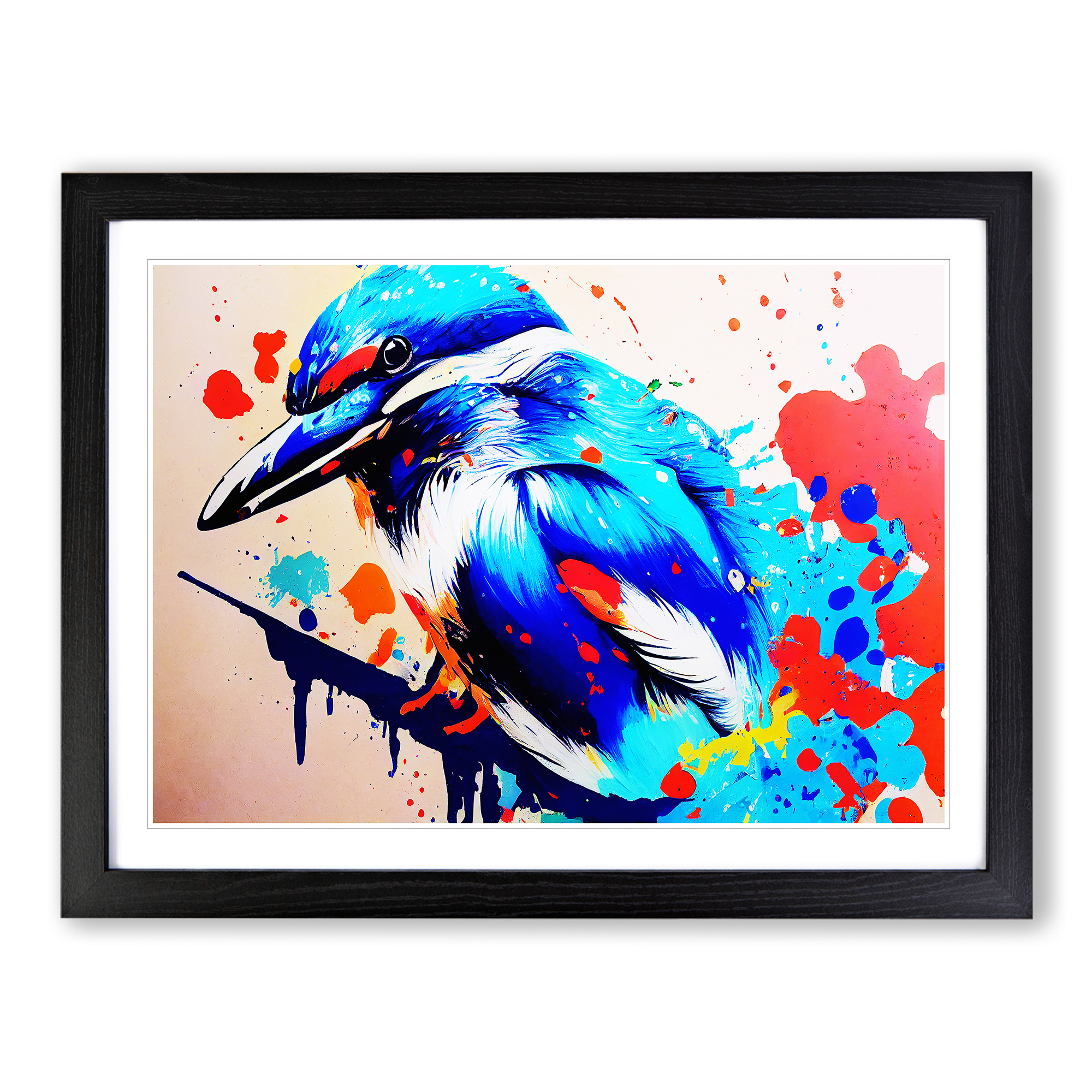 Eisvogel Vogel gespritzt Vol.3 Abstrakter Wandbilddruck Gerahmtes Bild Poster - Bild 5 von 8