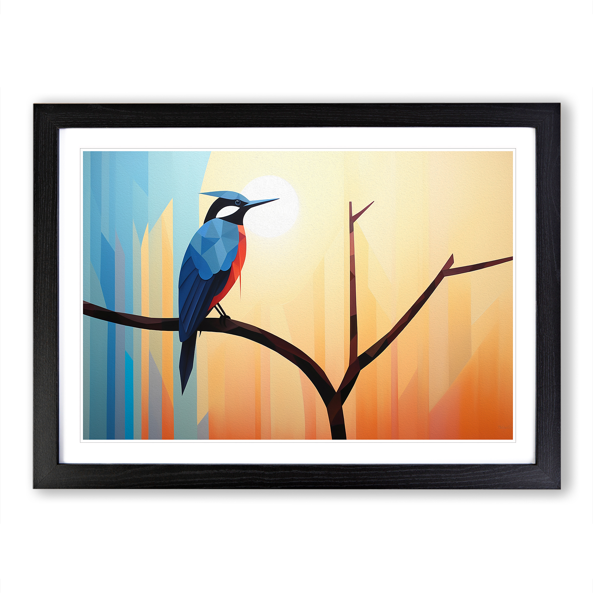 Eisvogel Minimalismus Nr.2 gerahmtes Wandbild Poster Leinwanddruck Bild Gemälde - Bild 6 von 9