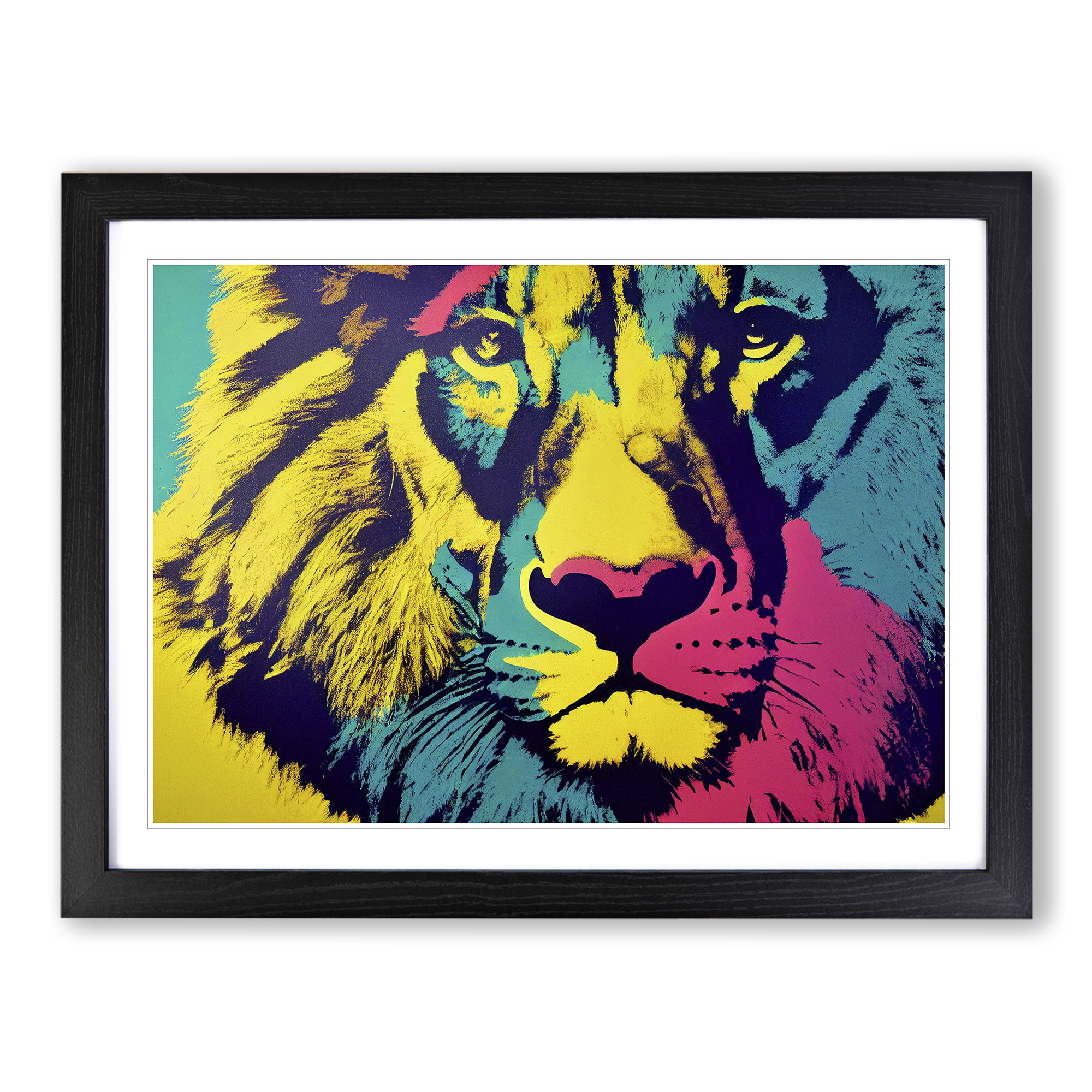 Löwe Abstrakt Gerahmt Leinwand Wandbild Kunstdruck Poster Bild, Wohndeko - Bild 5 von 8