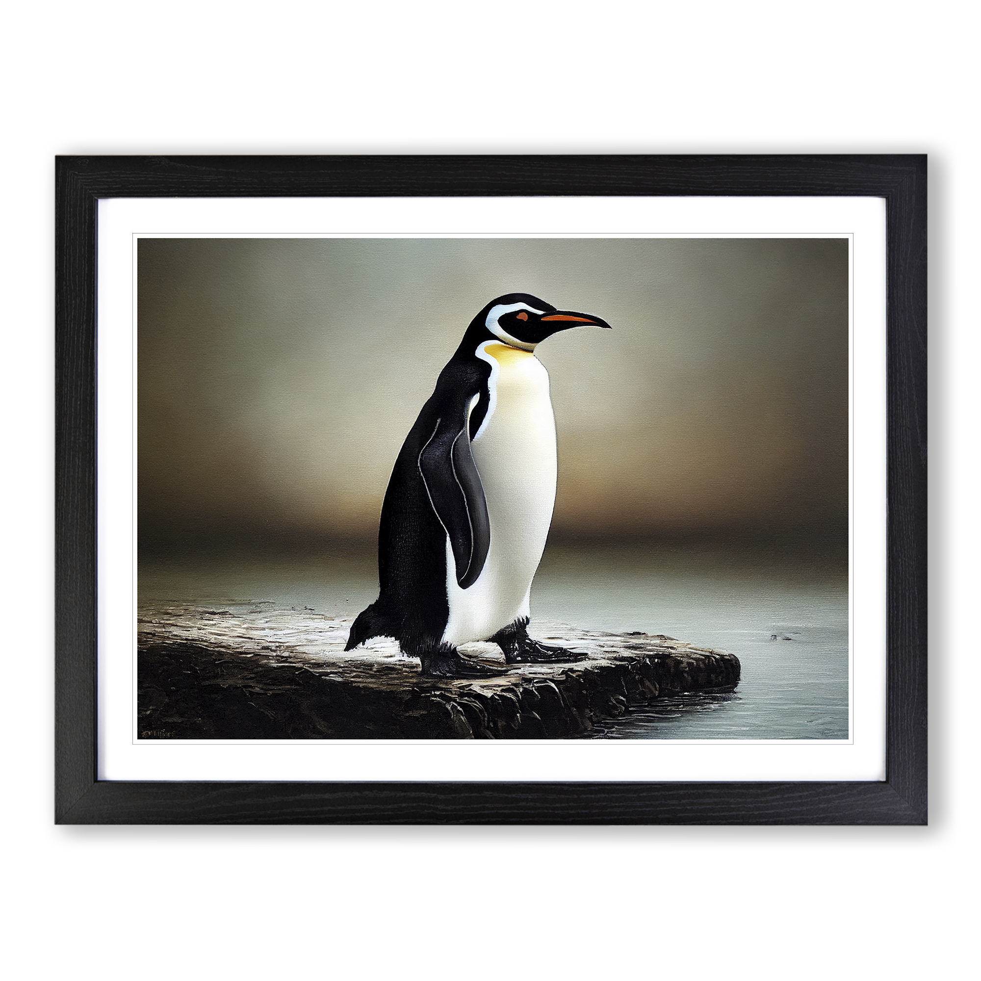 Lone Penguin Framed Canvas Wall Art Print Poster Picture, Home Decor ...