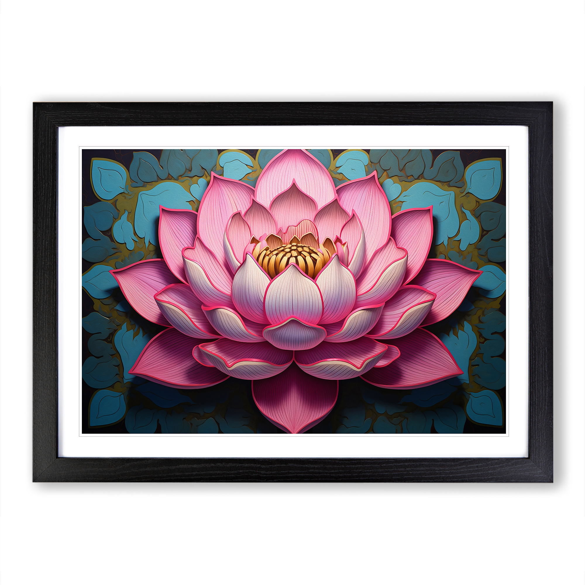 Lotus Flower Art Deco Framed Canvas Wall Art Print Poster Picture, Home Decor - Picture 6 of 9