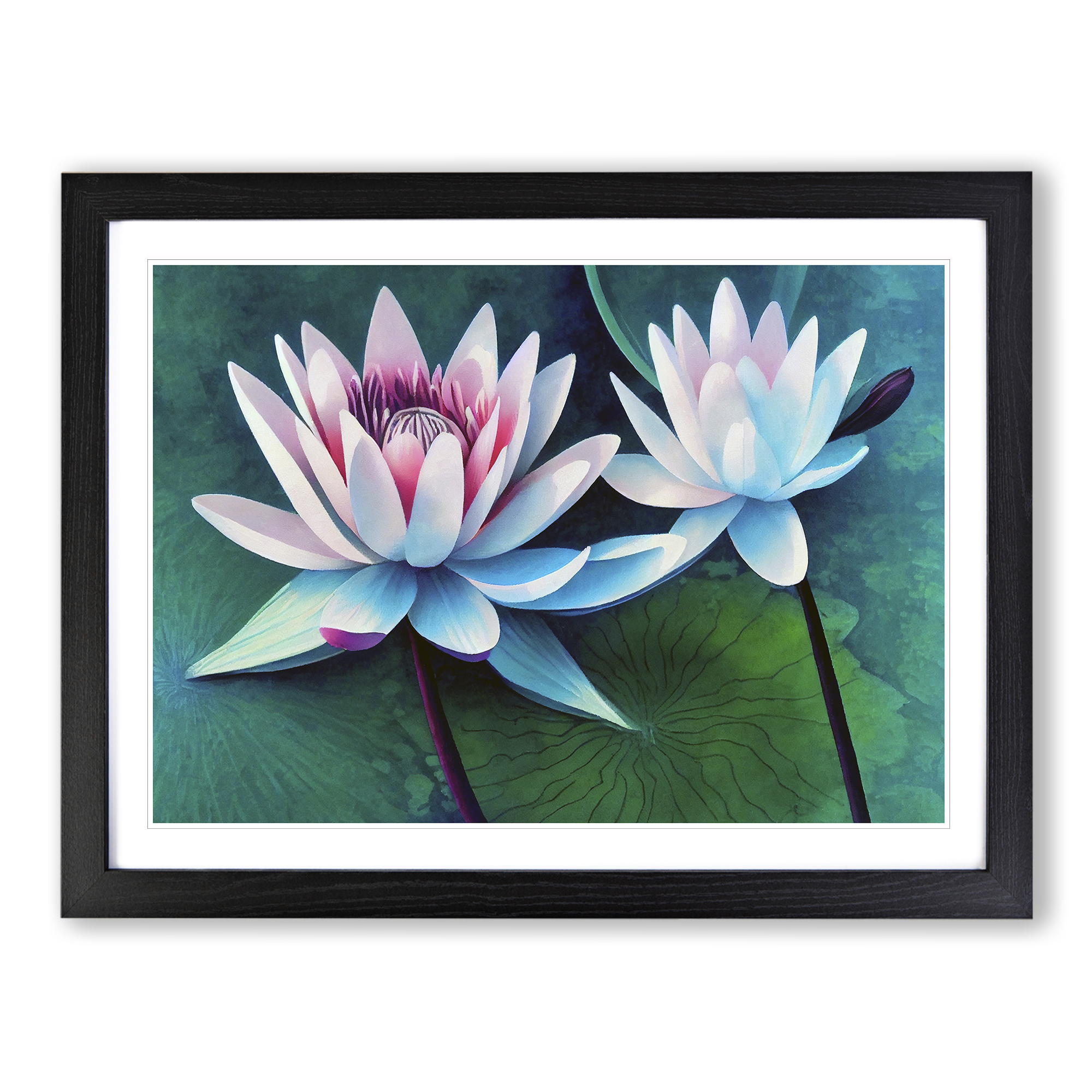 Luscious Water Lily Flowers Framed Canvas Wall Art Print Poster Picture - Picture 5 of 8