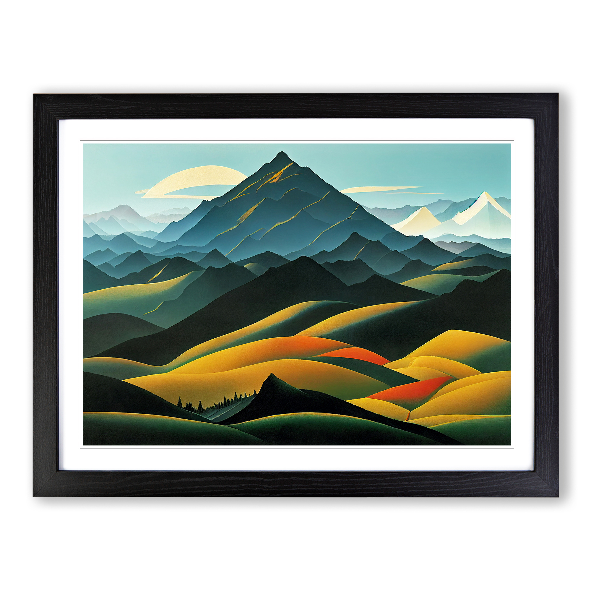 Quirky Mountain Landscape Framed Canvas Wall Art Print Poster Picture - Picture 5 of 8