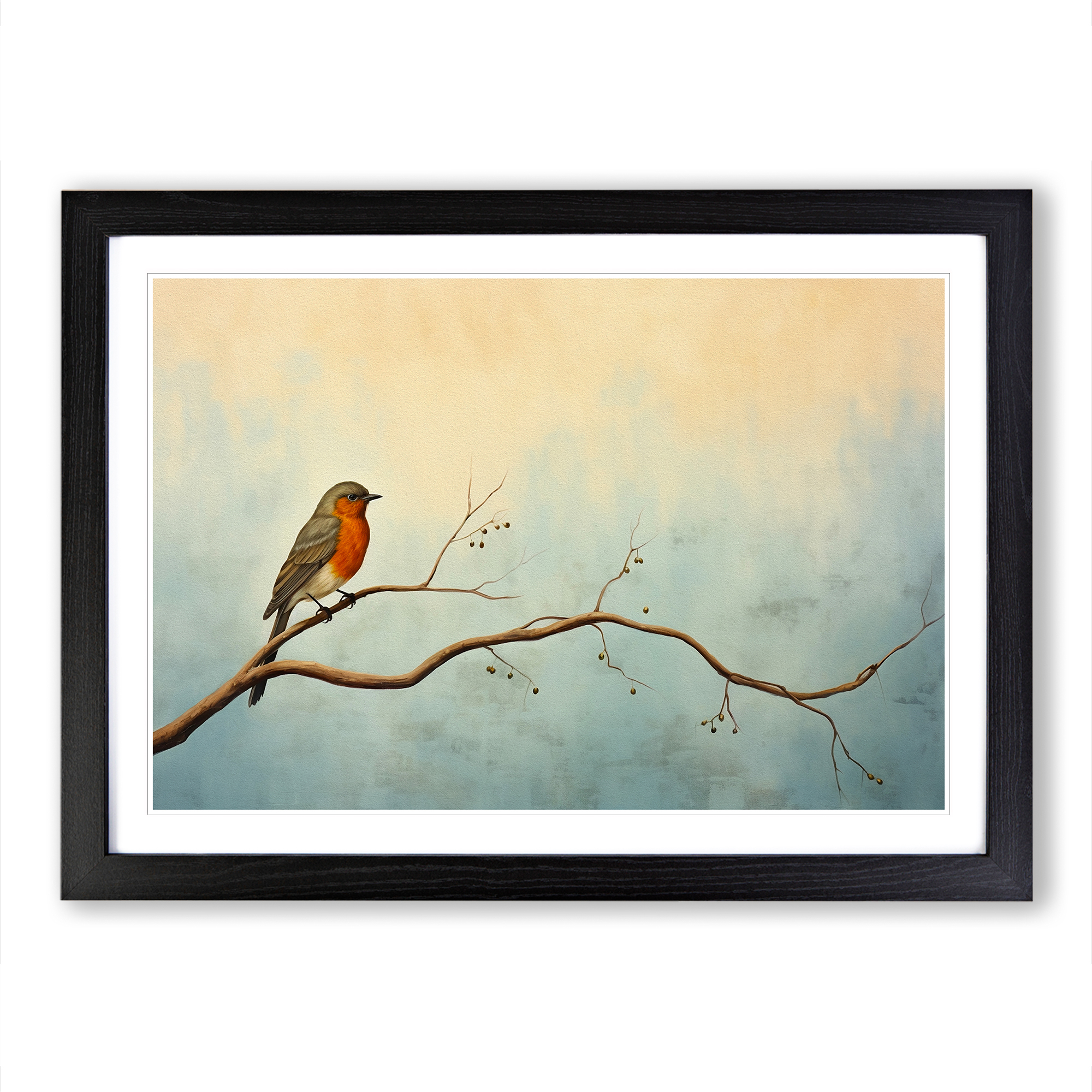 Robin Bird Minimalism Framed Wall Art Poster Canvas Print Picture Home Painting - Picture 5 of 8
