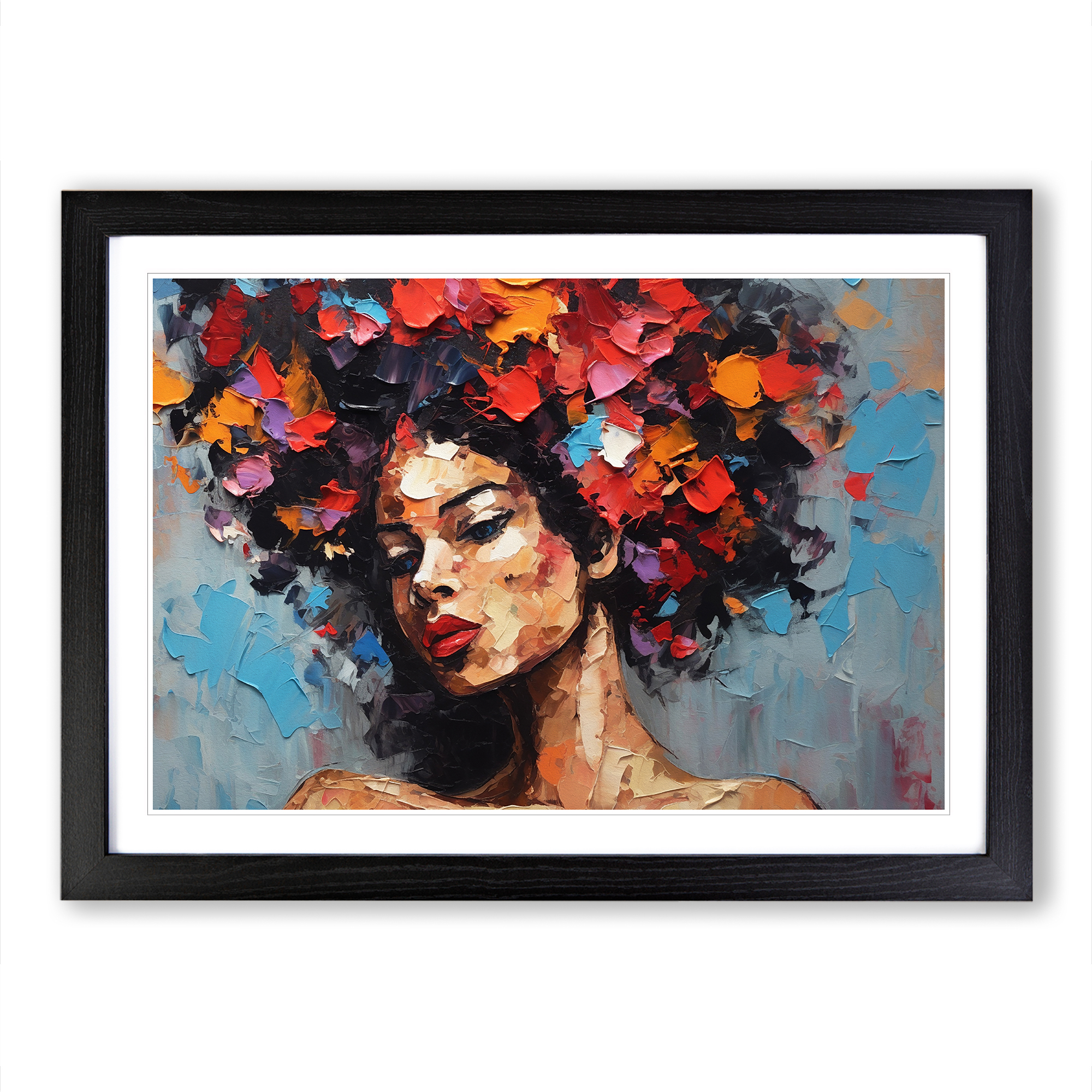 Quadro Poster Donna con Coltello Afro Palette Incorniciato Tela Wall Art Stampa - Foto 5 di 8