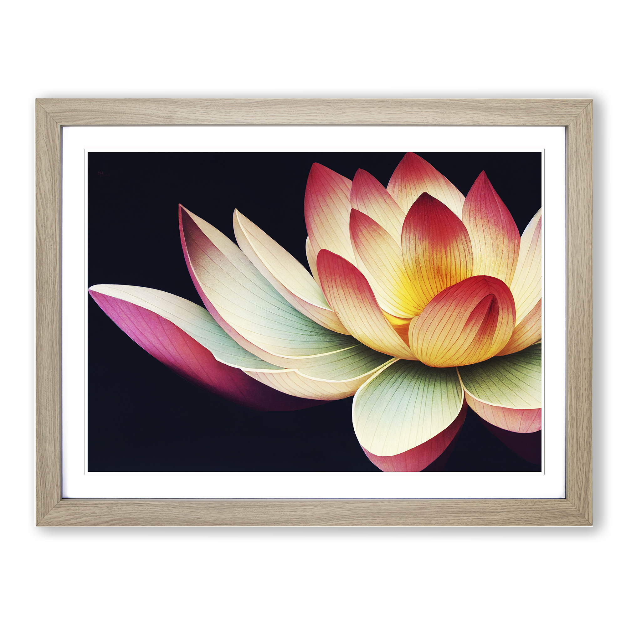 Bright Lotus Flower Wall Art Print Framed Canvas Picture Poster Decor