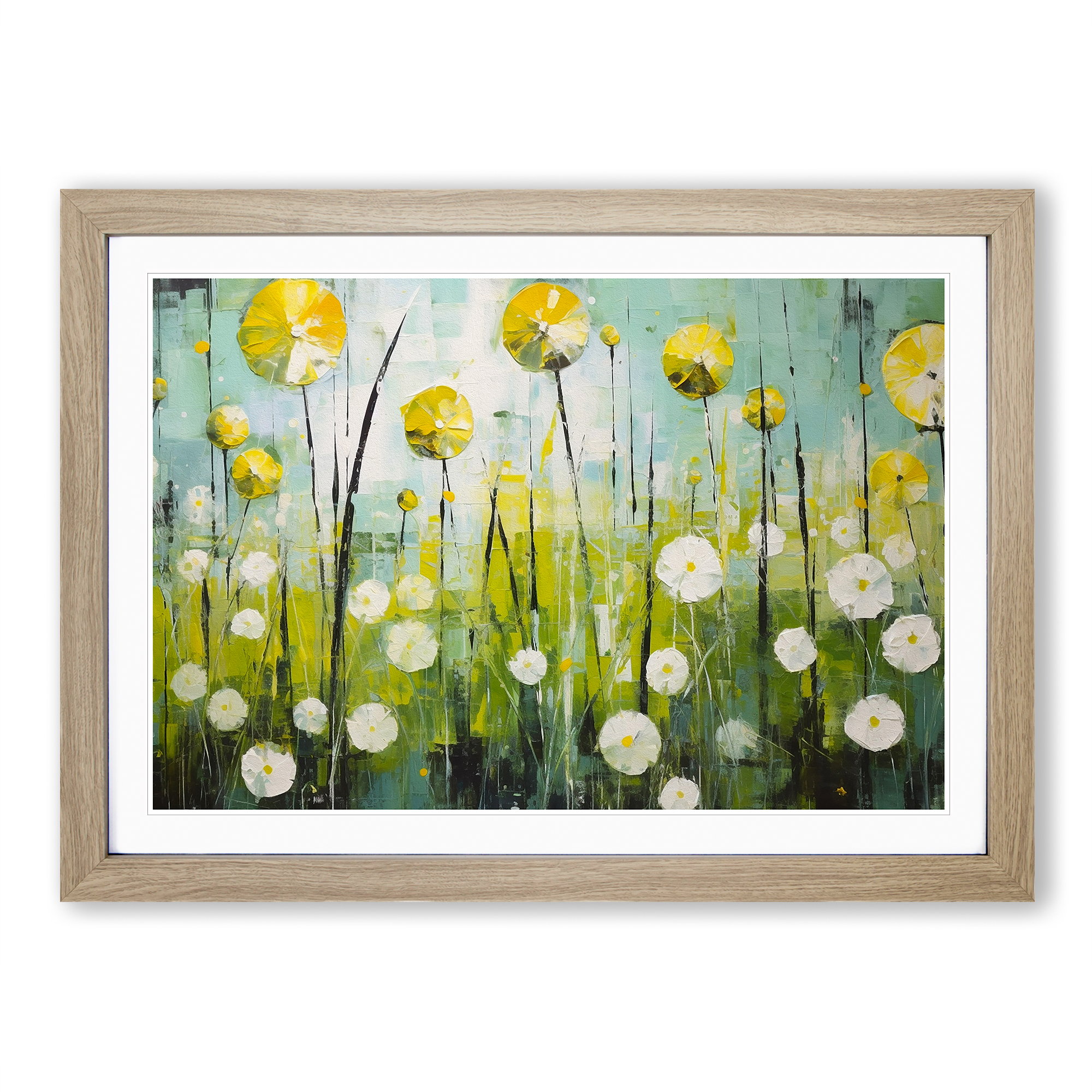 Pusteblume Palette Messer gerahmt Leinwand Wandbild Druck Poster Bild, Wohndeko - Bild 7 von 9
