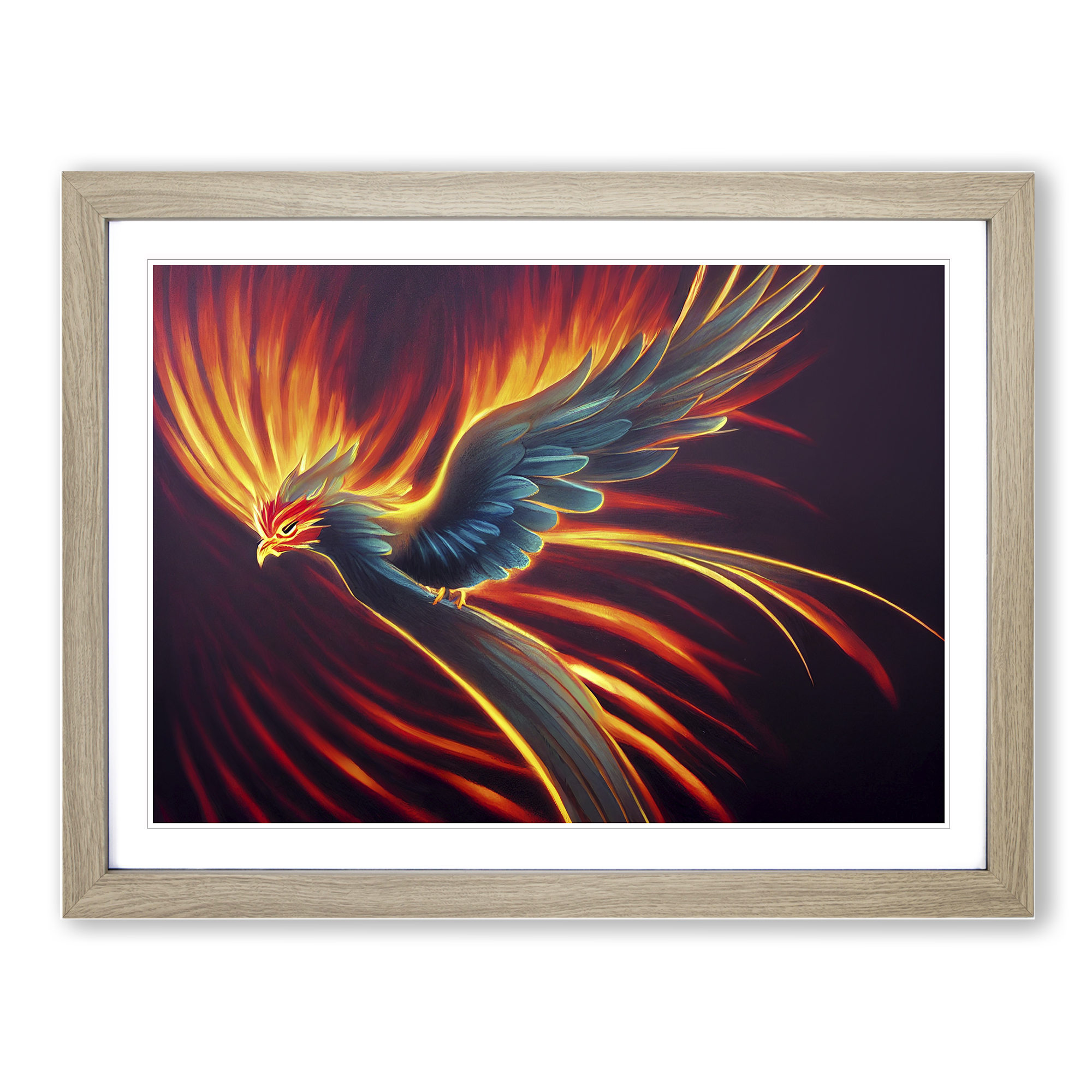 Explosive Phoenix Bird Framed Canvas Wall Art Print Poster Picture ...