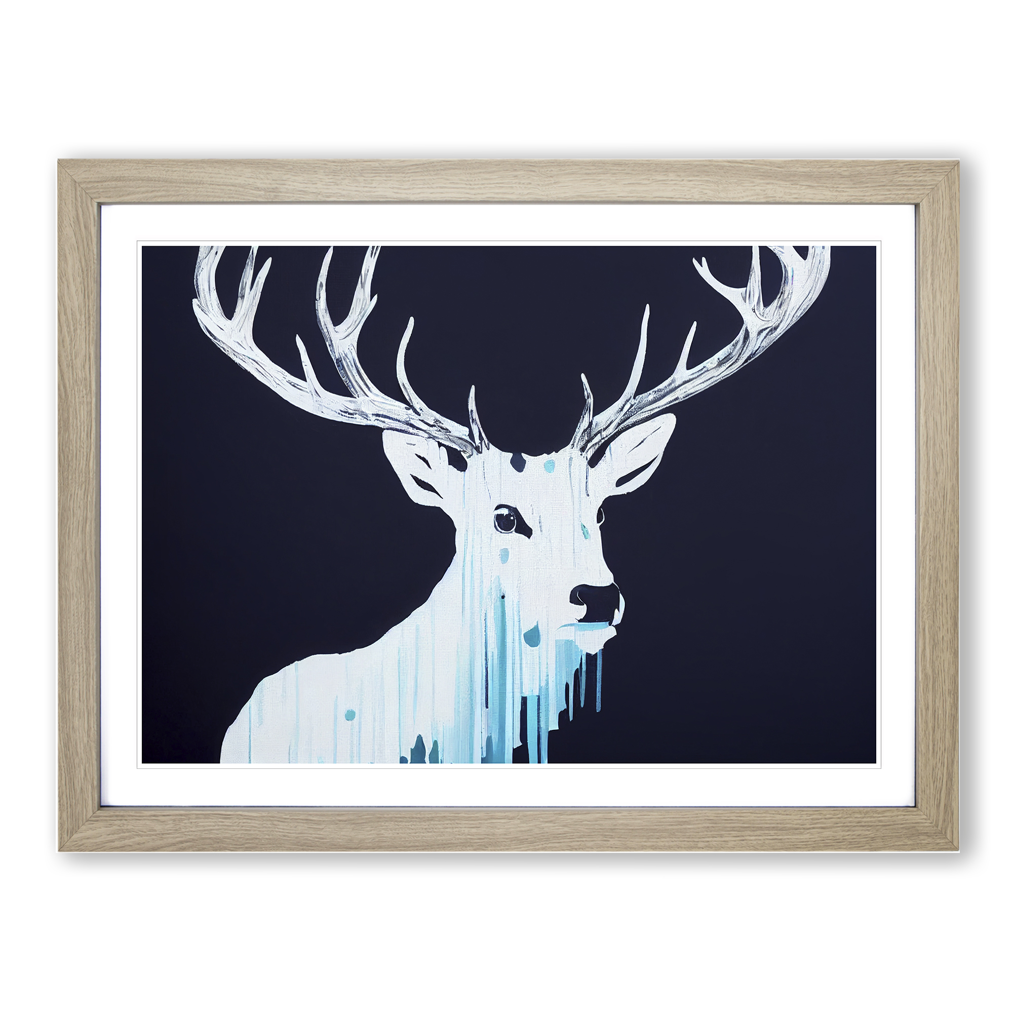 Ice Cool Stag Abstract Wall Art Print Framed Canvas Picture Poster Decor-image