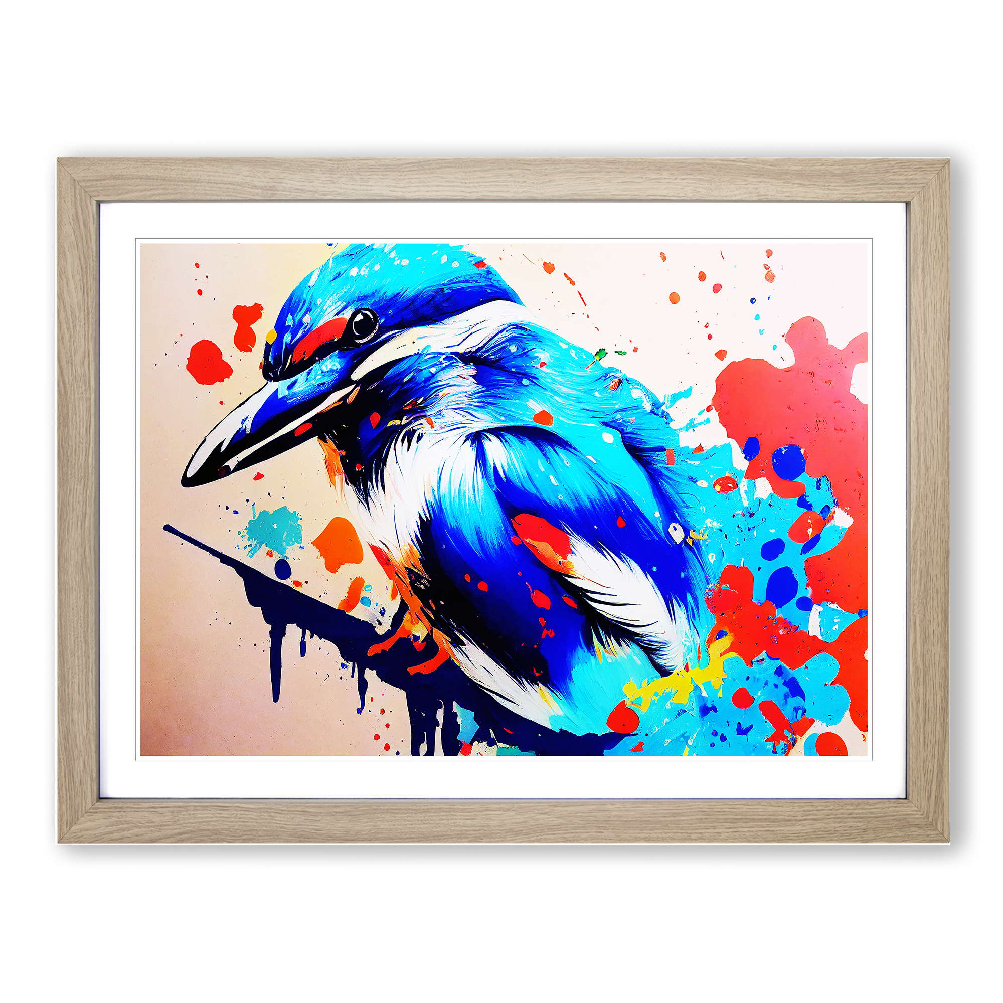 Eisvogel Vogel gespritzt Vol.3 Abstrakter Wandbilddruck Gerahmtes Bild Poster - Bild 6 von 8