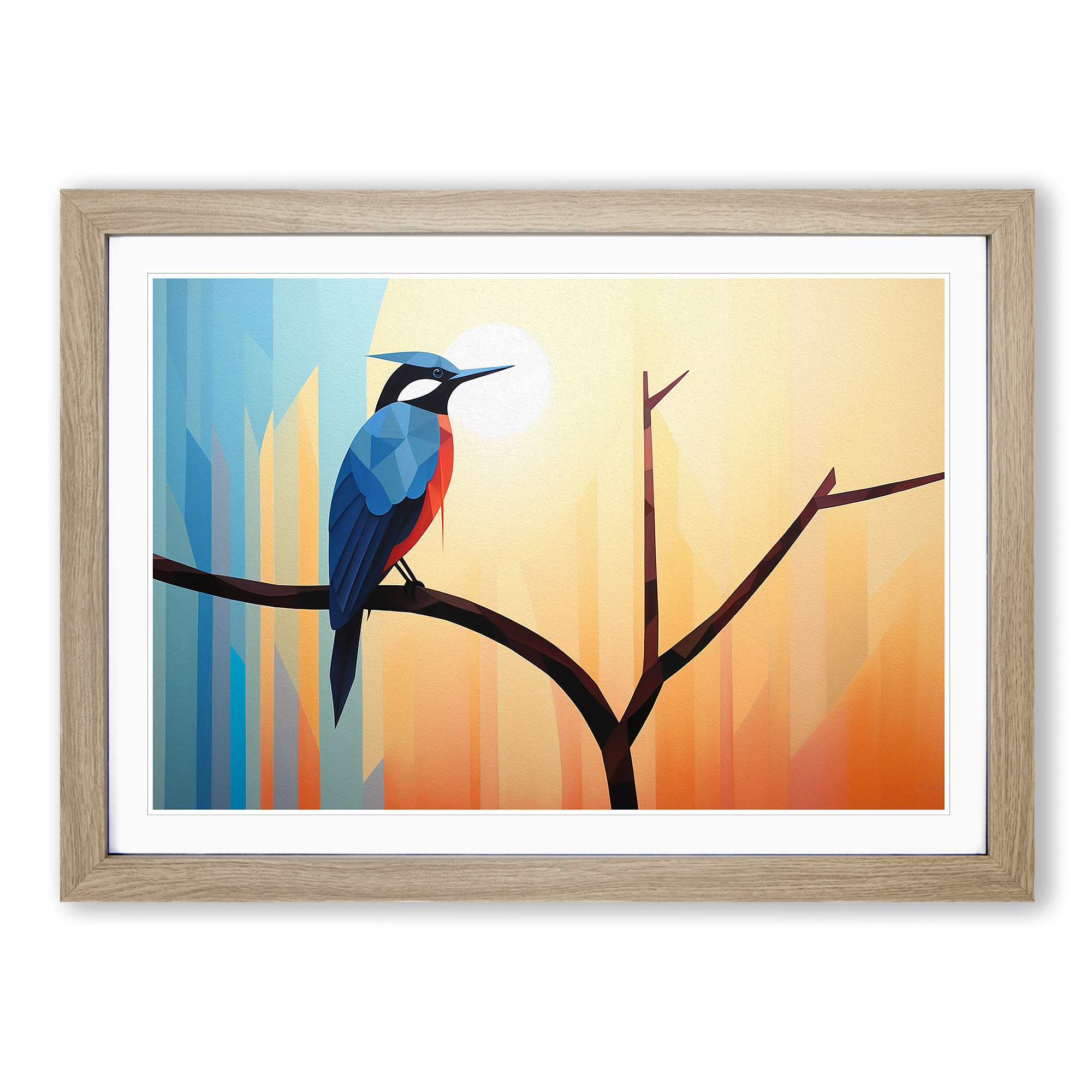 Eisvogel Minimalismus Nr.2 gerahmtes Wandbild Poster Leinwanddruck Bild Gemälde - Bild 7 von 9