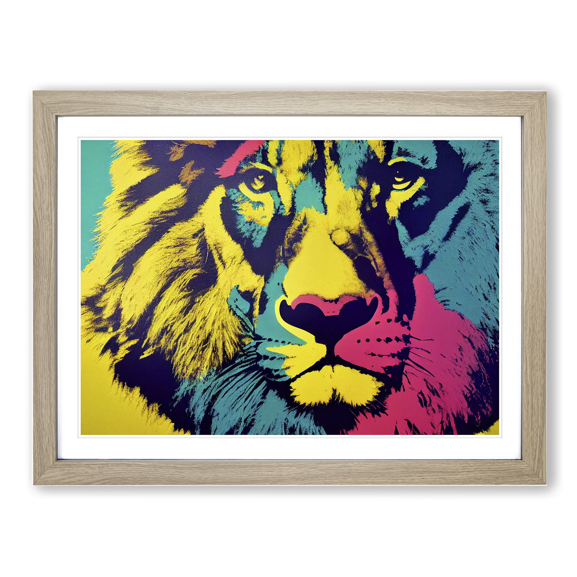 Löwe Abstrakt Gerahmt Leinwand Wandbild Kunstdruck Poster Bild, Wohndeko - Bild 6 von 8