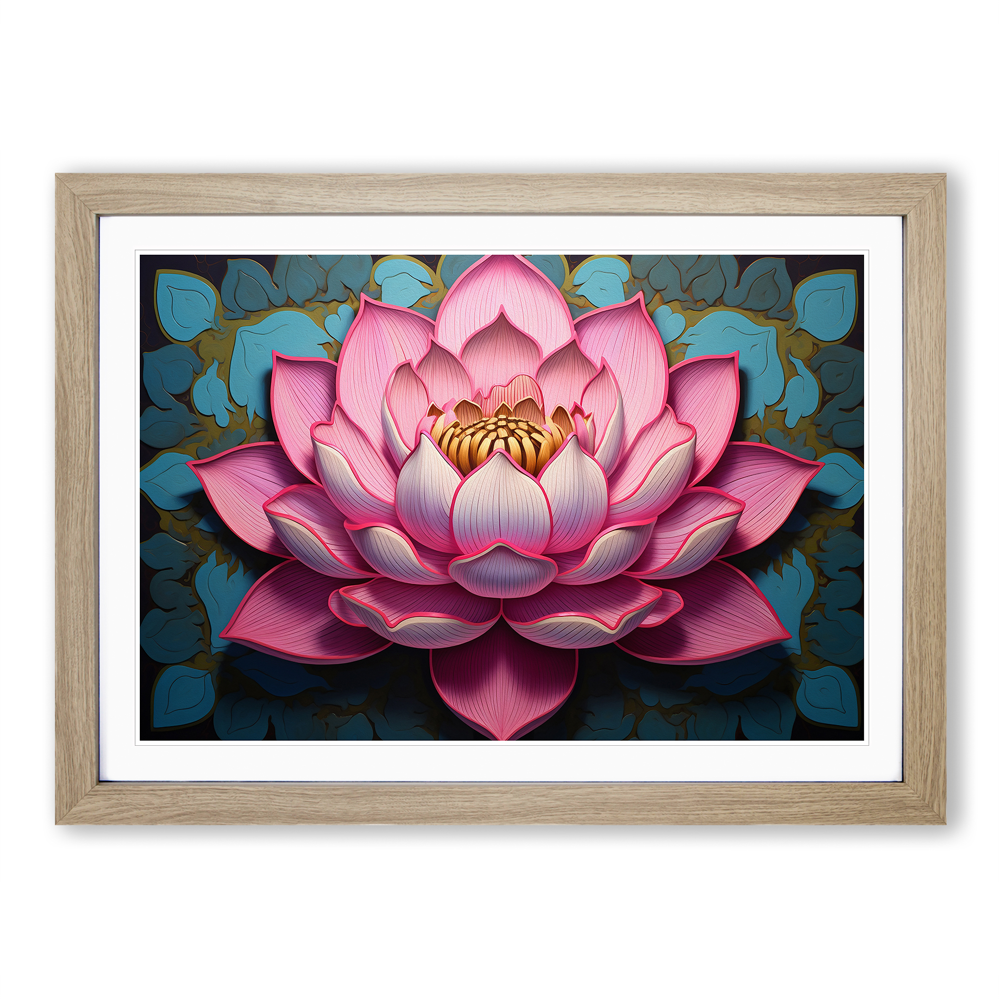 Lotus Flower Art Deco Framed Canvas Wall Art Print Poster Picture, Home Decor - Picture 7 of 9