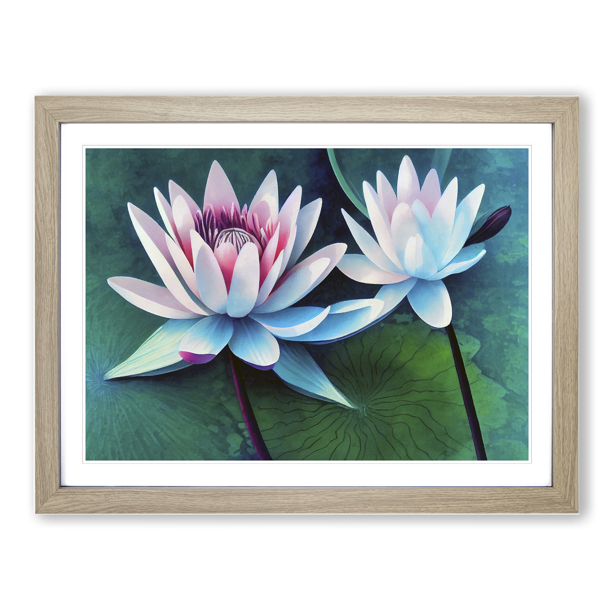 Luscious Water Lily Flowers Framed Canvas Wall Art Print Poster Picture - Picture 6 of 8