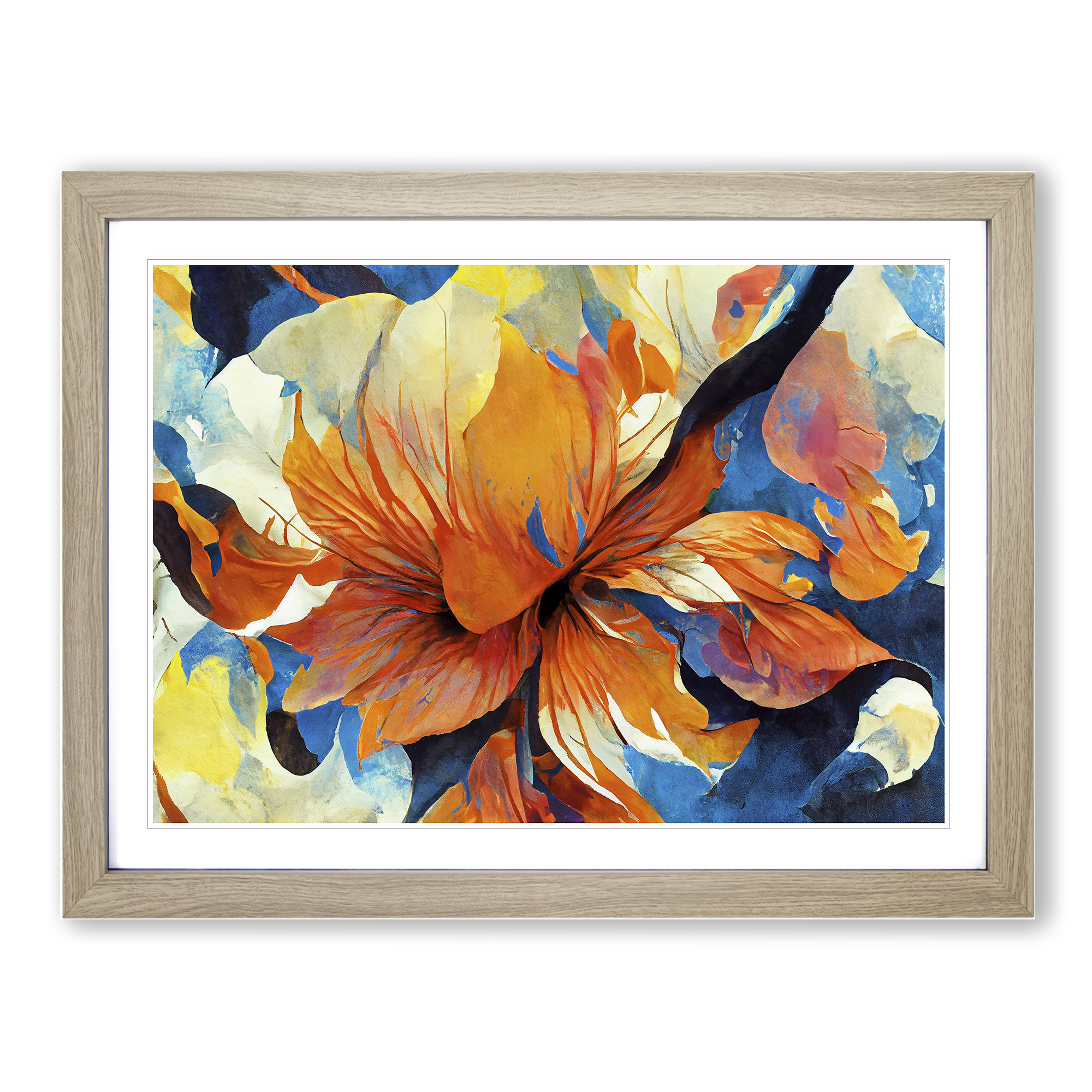 Modern Abstract Flowers Vol.7 Framed Canvas Wall Art Print Poster ...