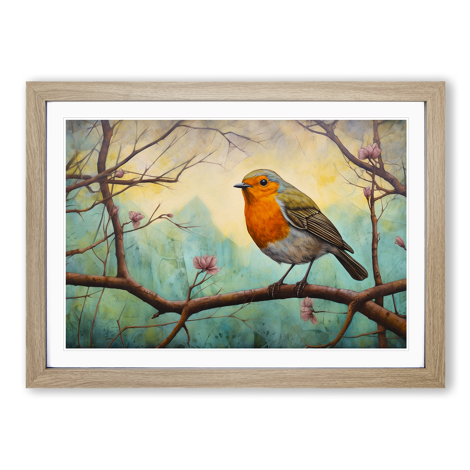 Robin Bird Colour Field Framed Wall Art Poster Canvas Print Picture Home - Picture 6 of 8