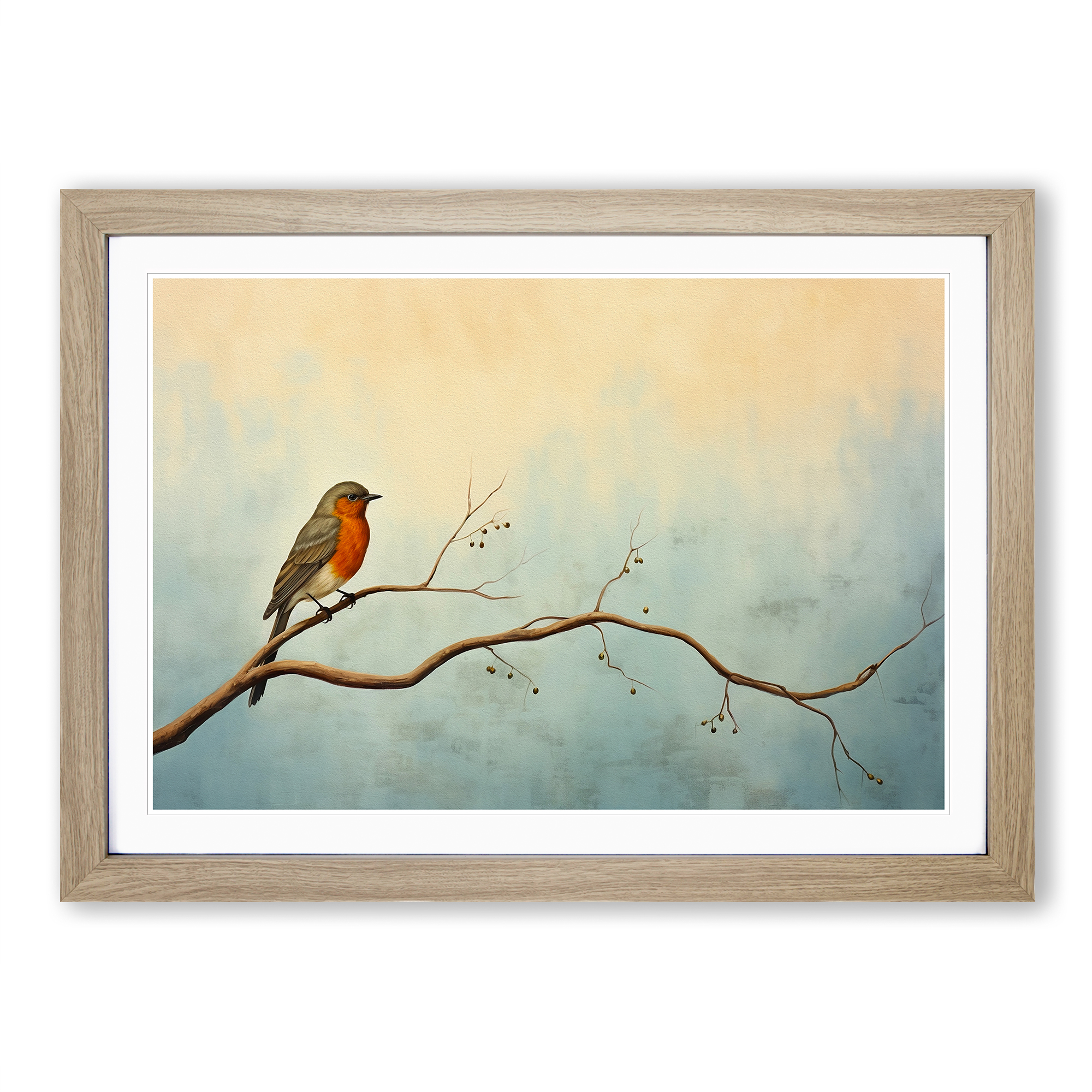 Robin Bird Minimalism Framed Wall Art Poster Canvas Print Picture Home Painting - Picture 6 of 8
